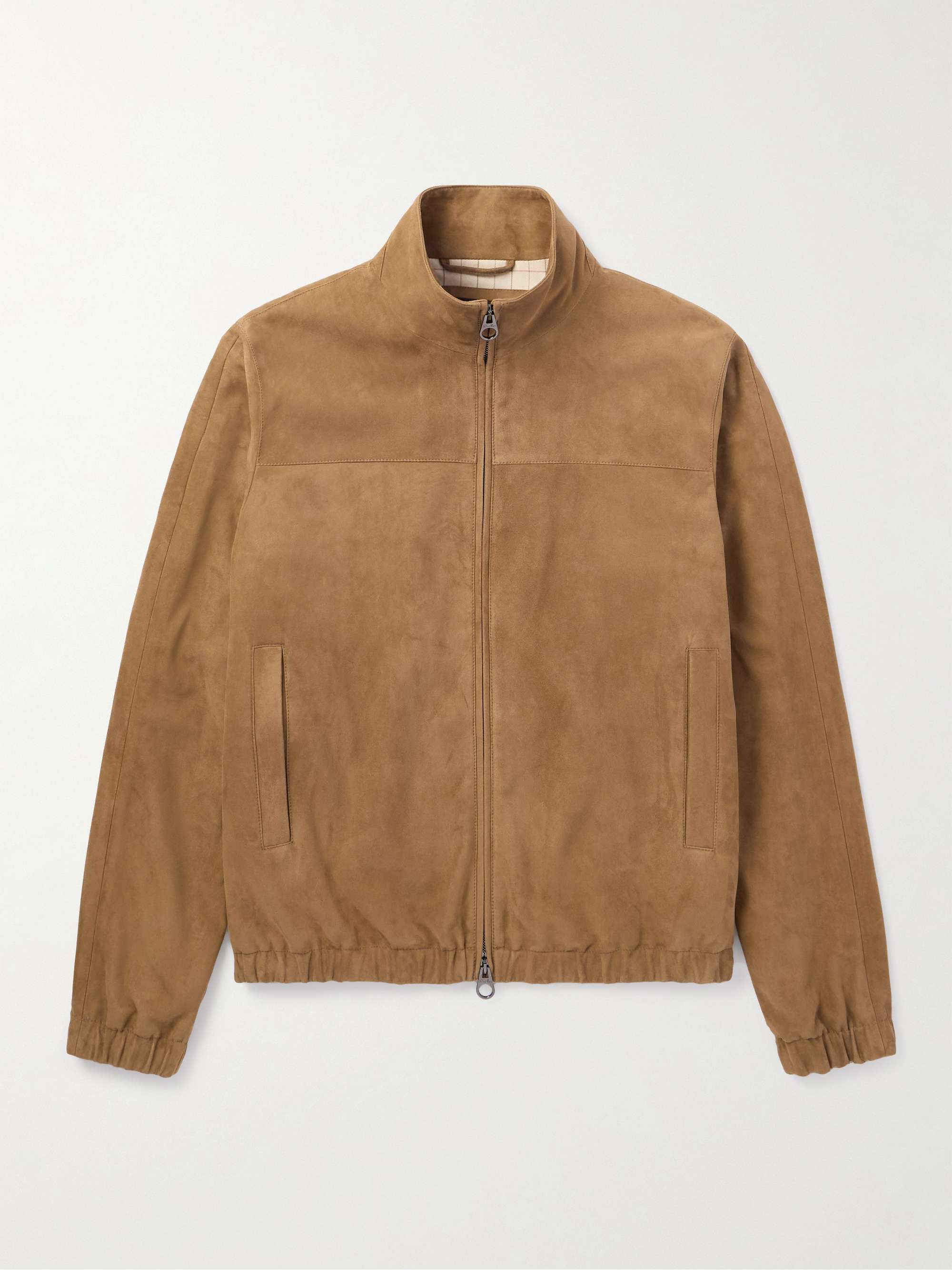Suede Zip-Up Bomber Jacket view