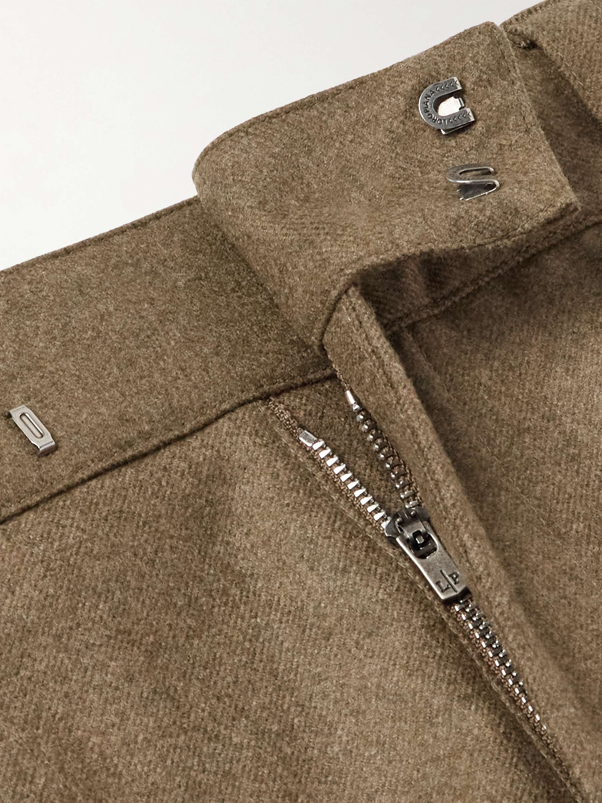 Reinga Straight-Leg Pleated Wool and Cashmere-Blend Flannel Trousers view
