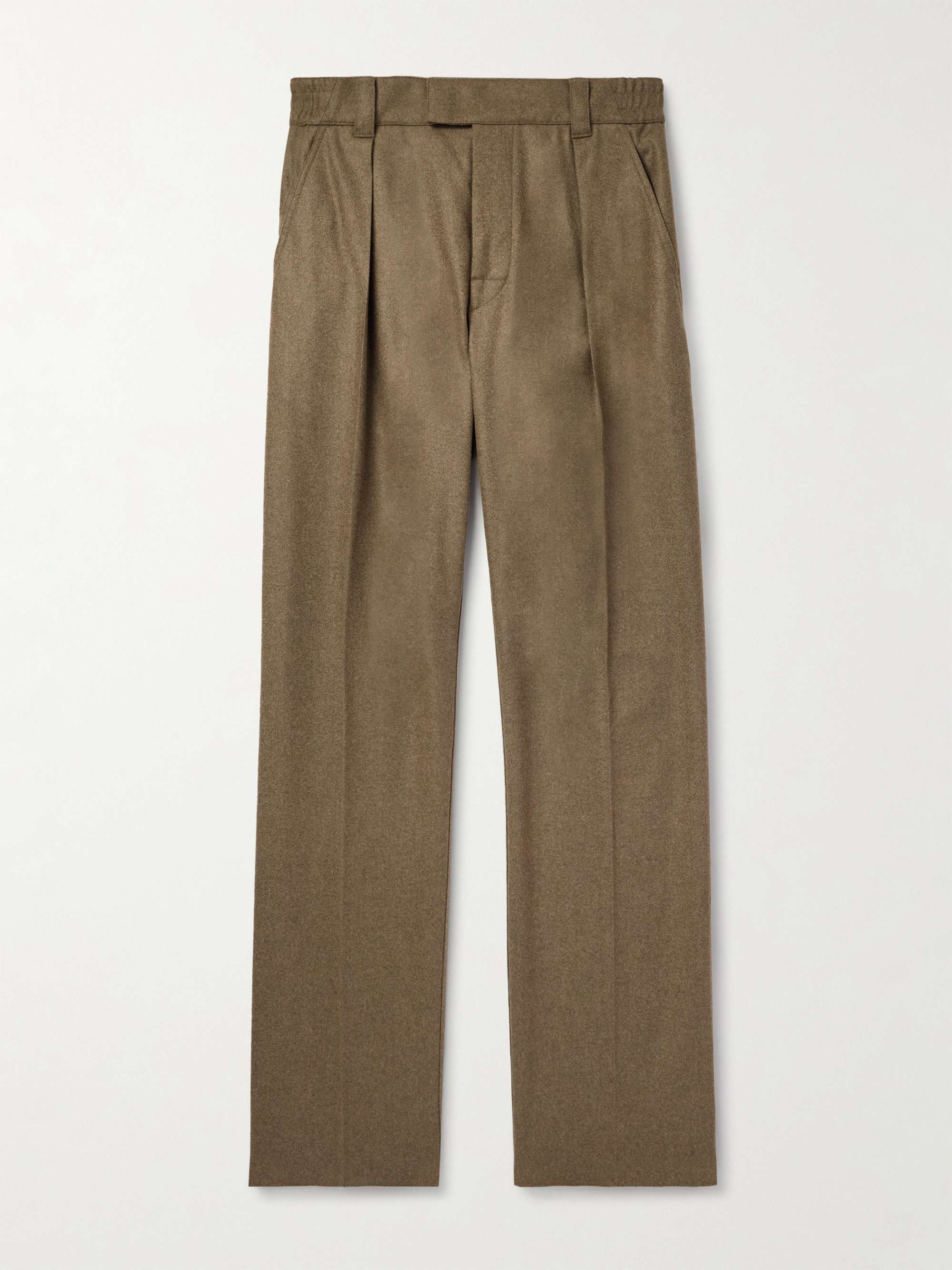 Reinga Straight-Leg Pleated Wool and Cashmere-Blend Flannel Trousers view