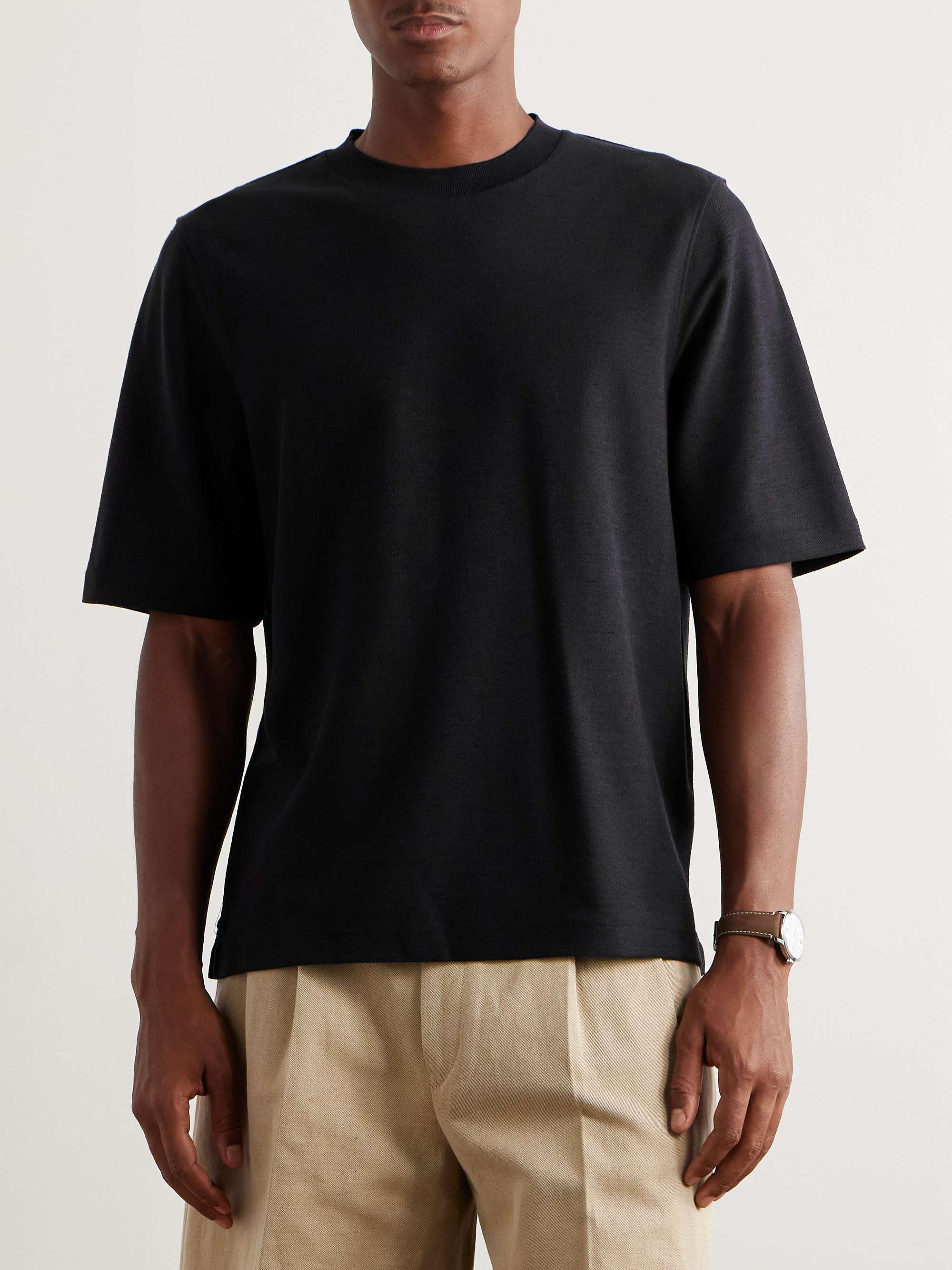 Quarna Oversized Knitted Silk, Cotton and Linen-Blend T-Shirt view