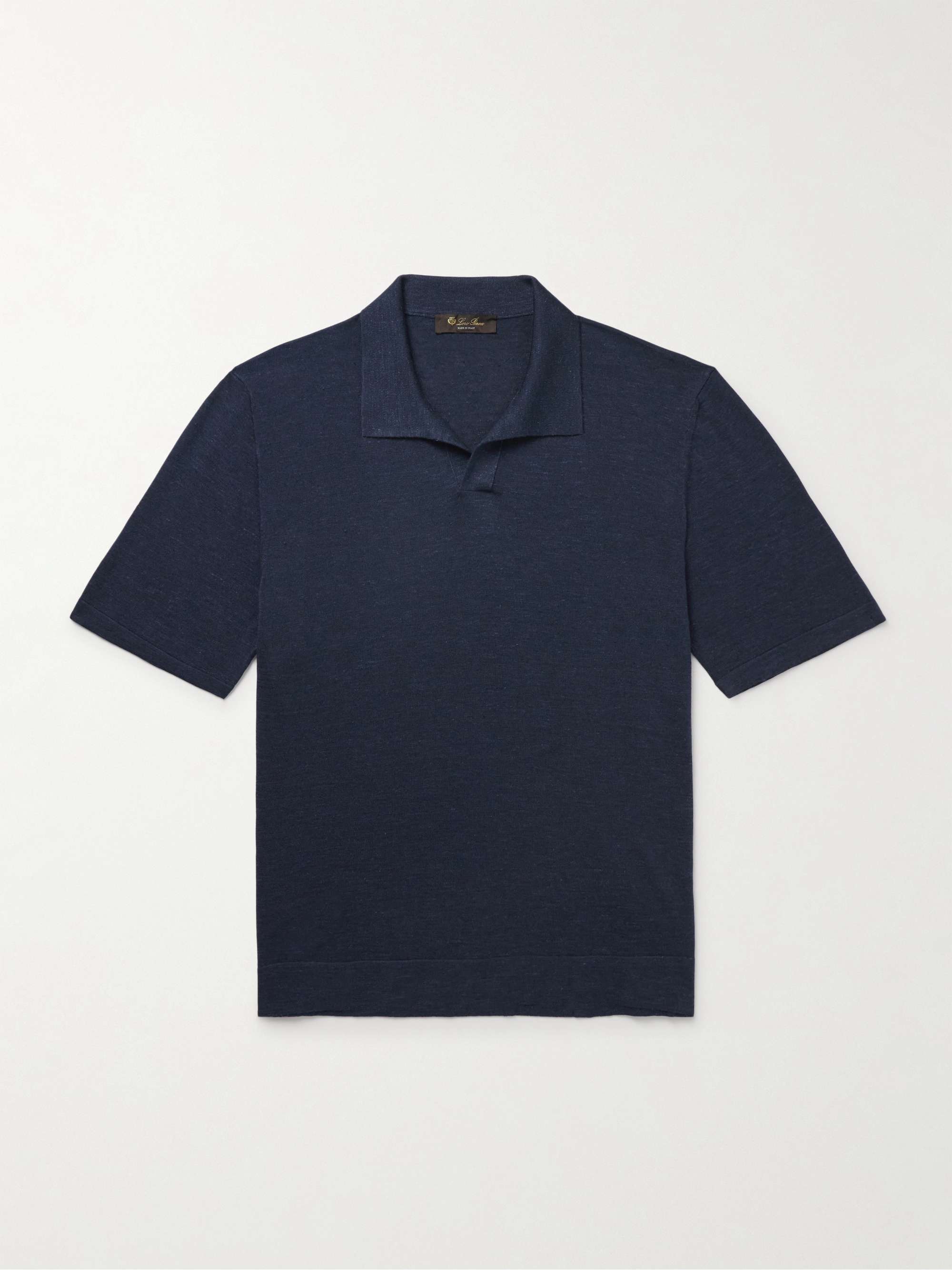 Silk, Cashmere and Linen-Blend Polo Shirt view