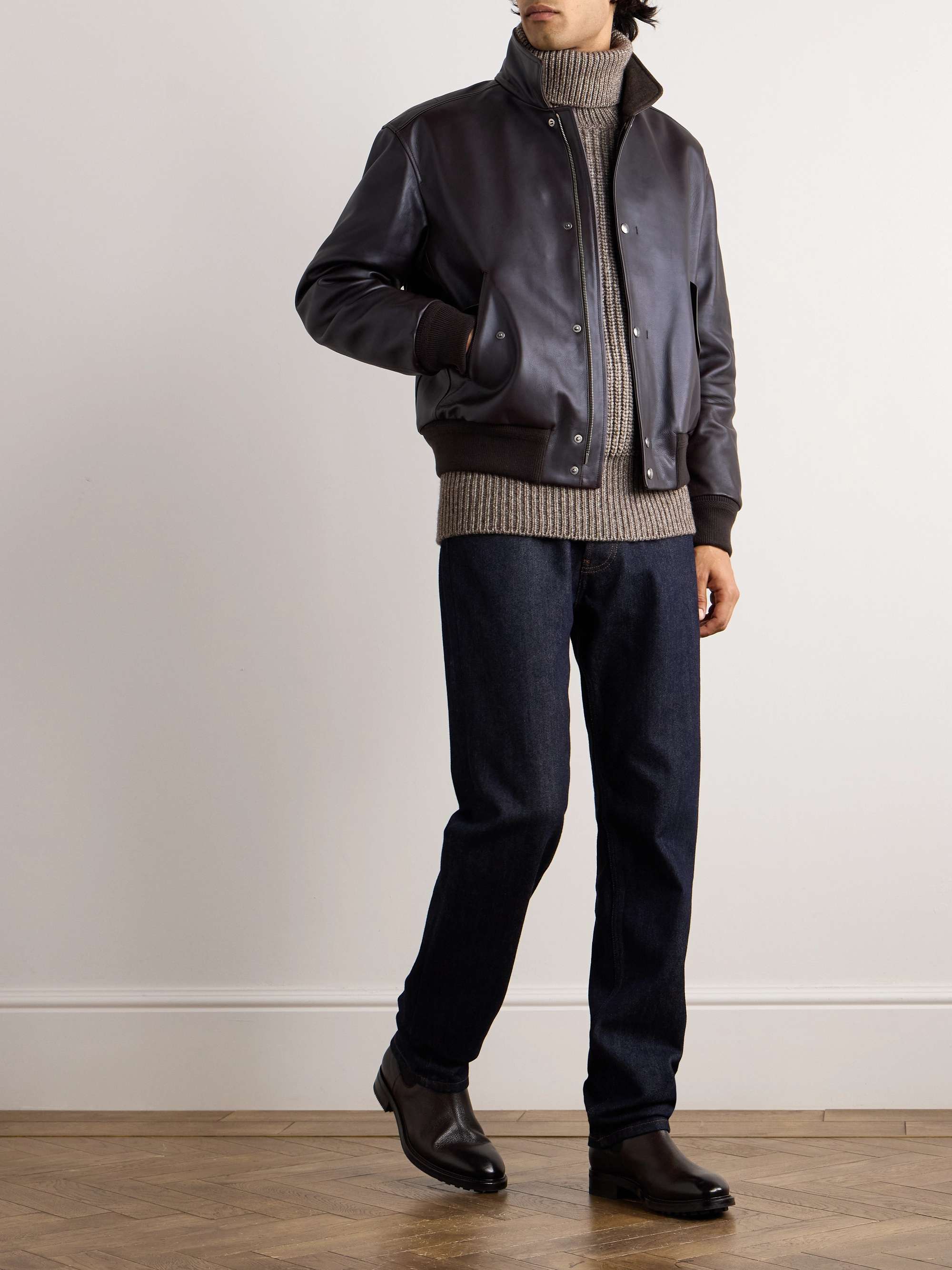 Johnie Leather Bomber Jacket view