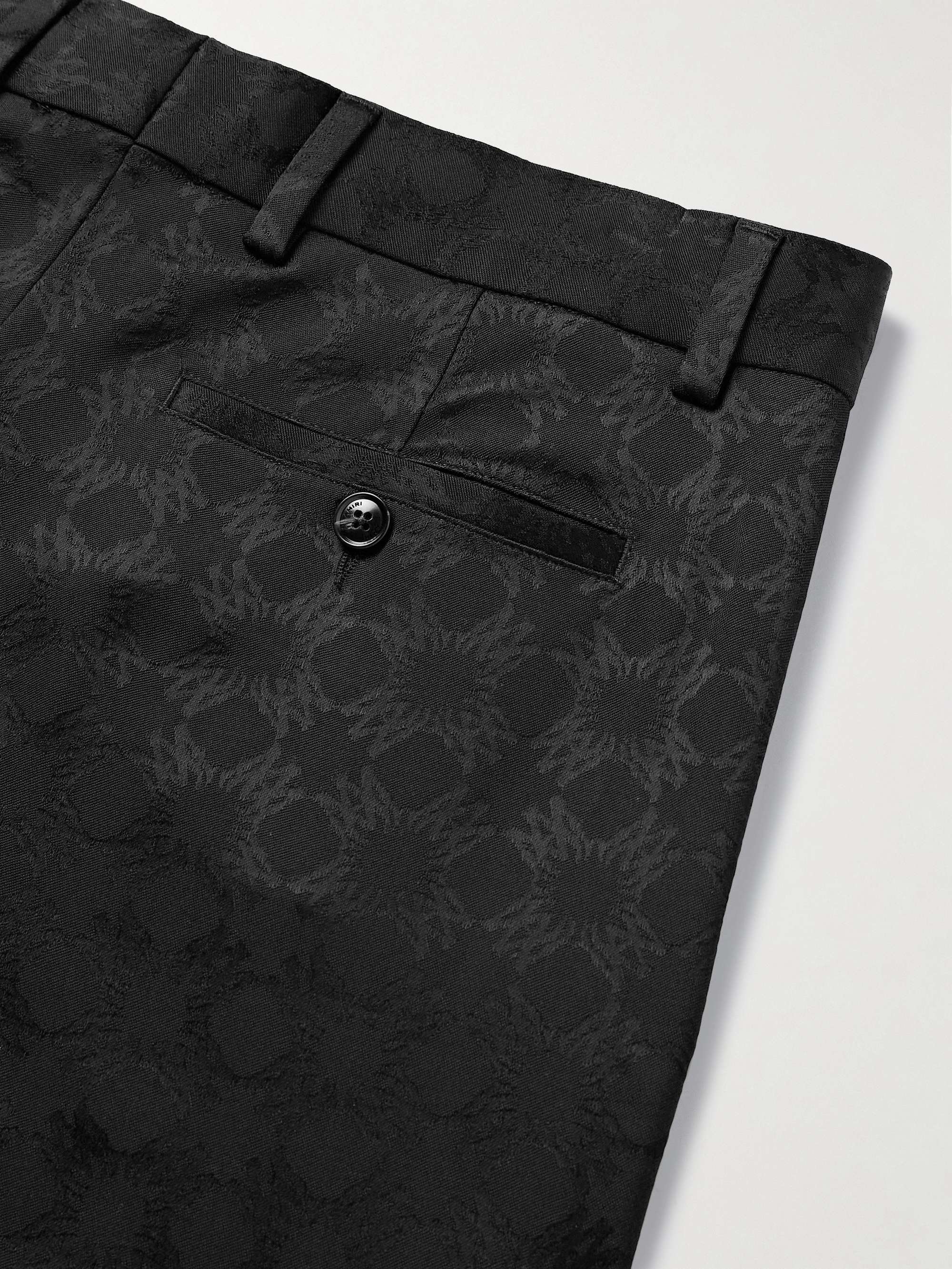 Quad Kick Slim-Fit Flared Satin-Jacquard Suit Trousers view