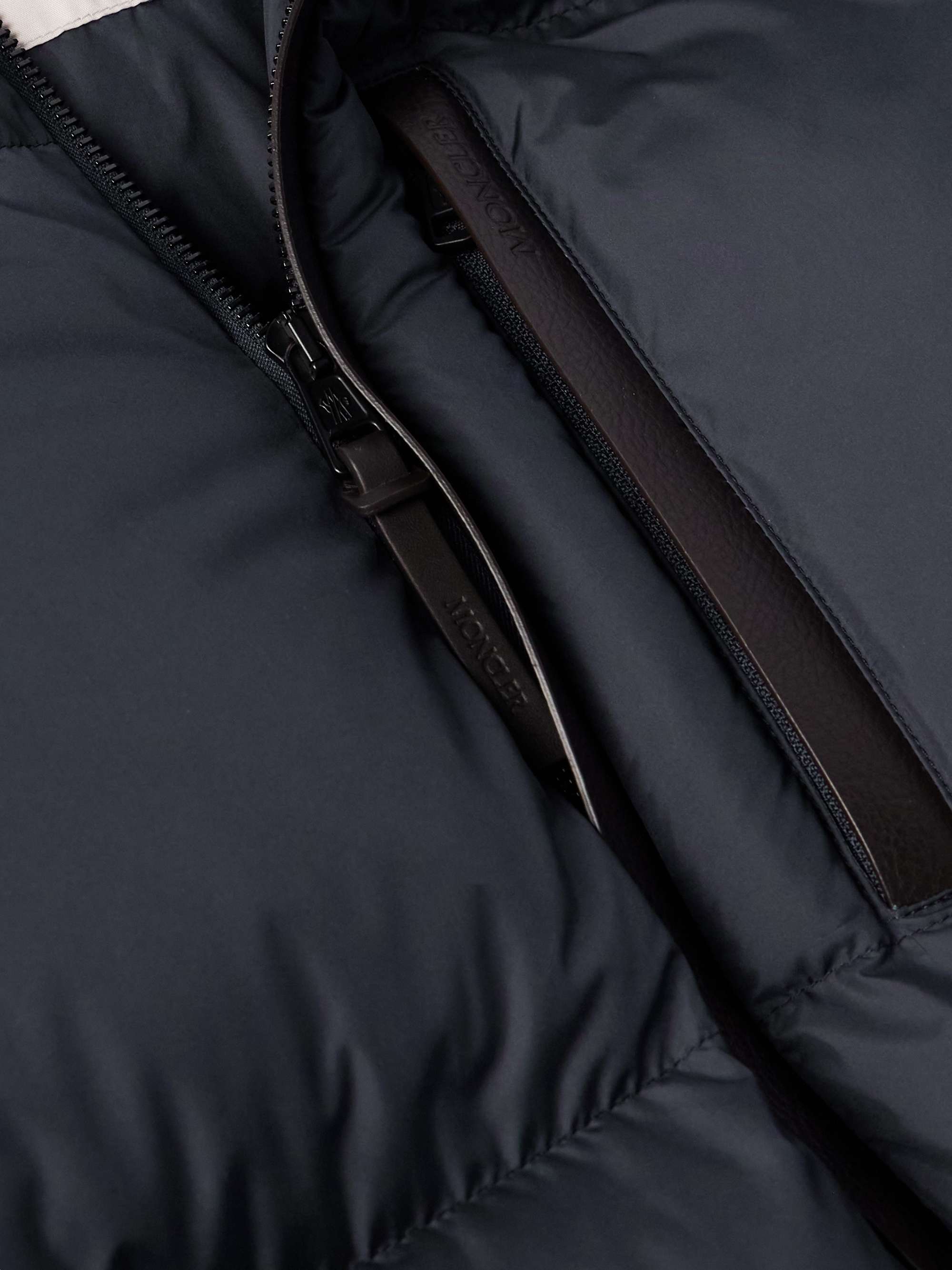 Besbre Logo-Appliquéd Leather-Trimmed Quilted Airsoft Down Jacket view
