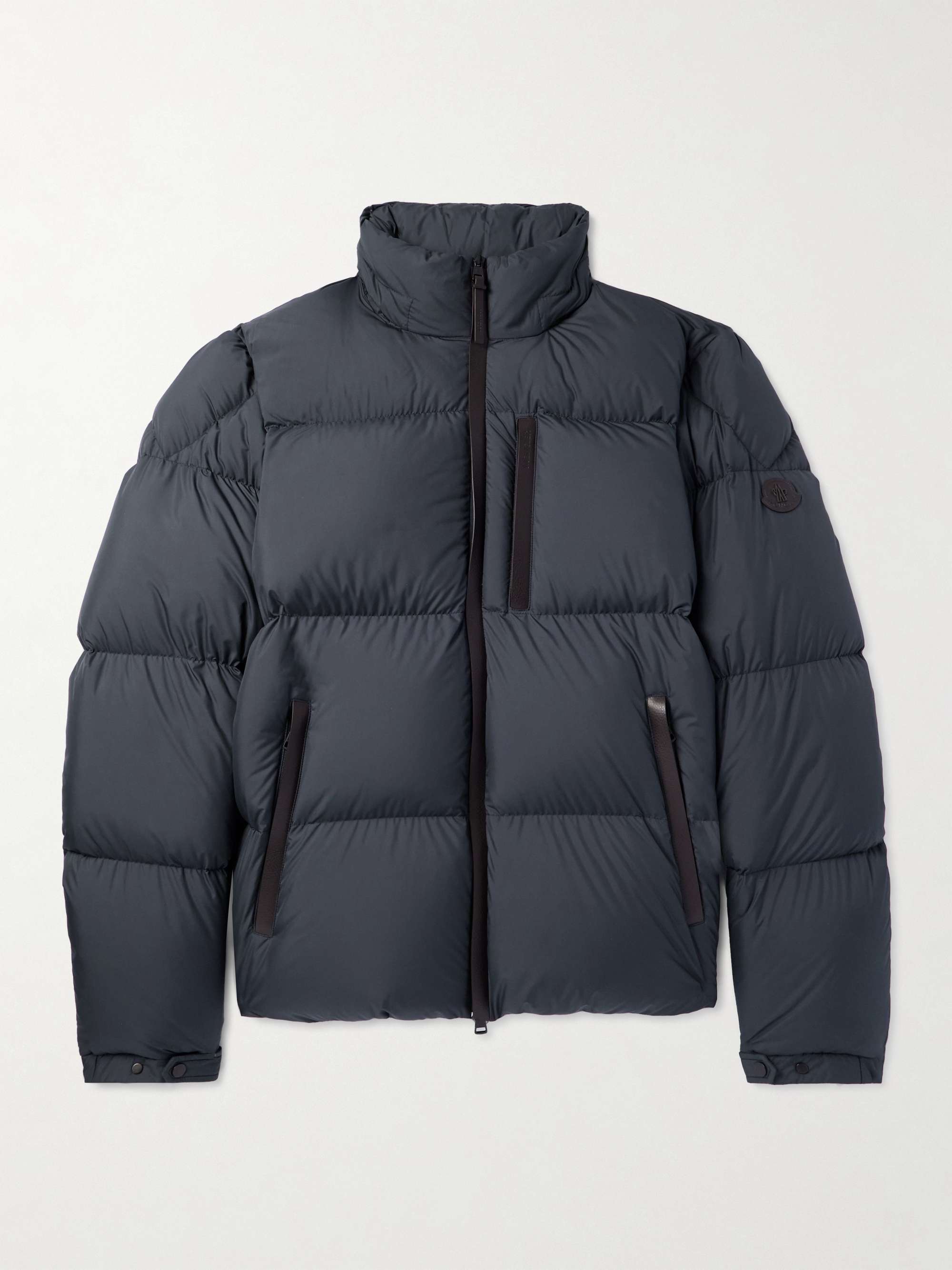 Besbre Logo-Appliquéd Leather-Trimmed Quilted Airsoft Down Jacket view
