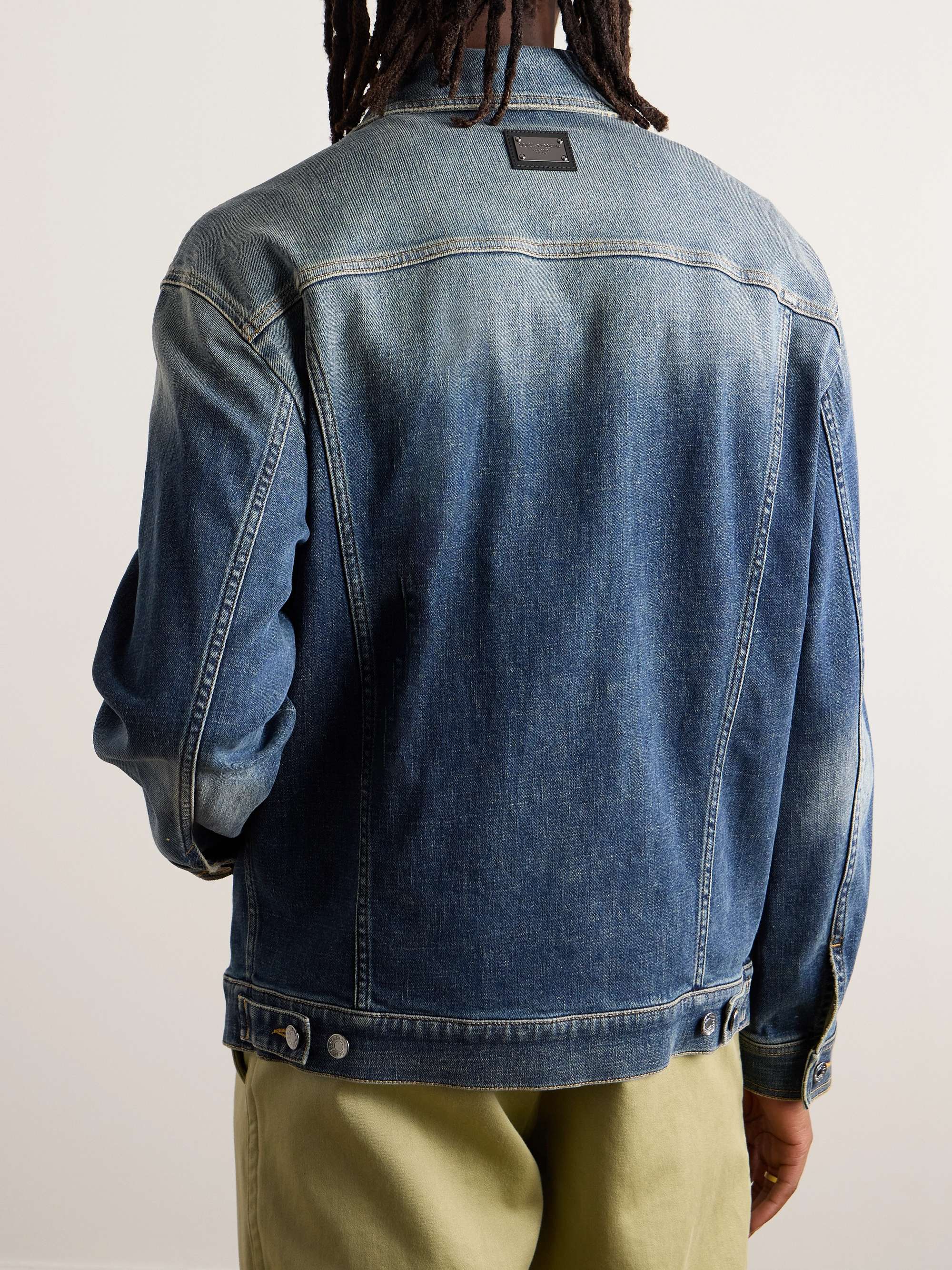 Logo-Appliquéd Washed-Denim Jacket view