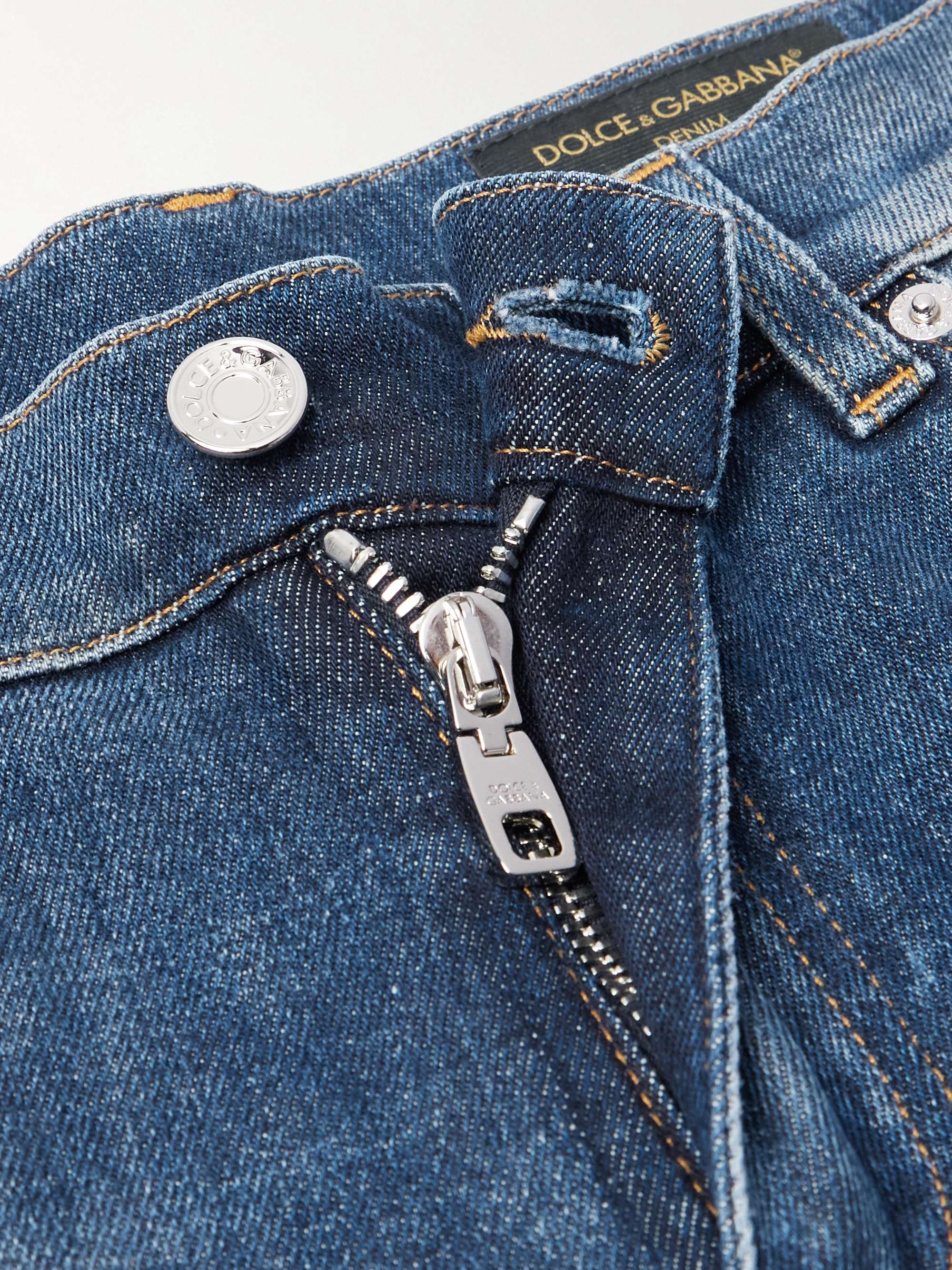 Slim-Fit Straight-Leg Embellished Distressed Jeans view