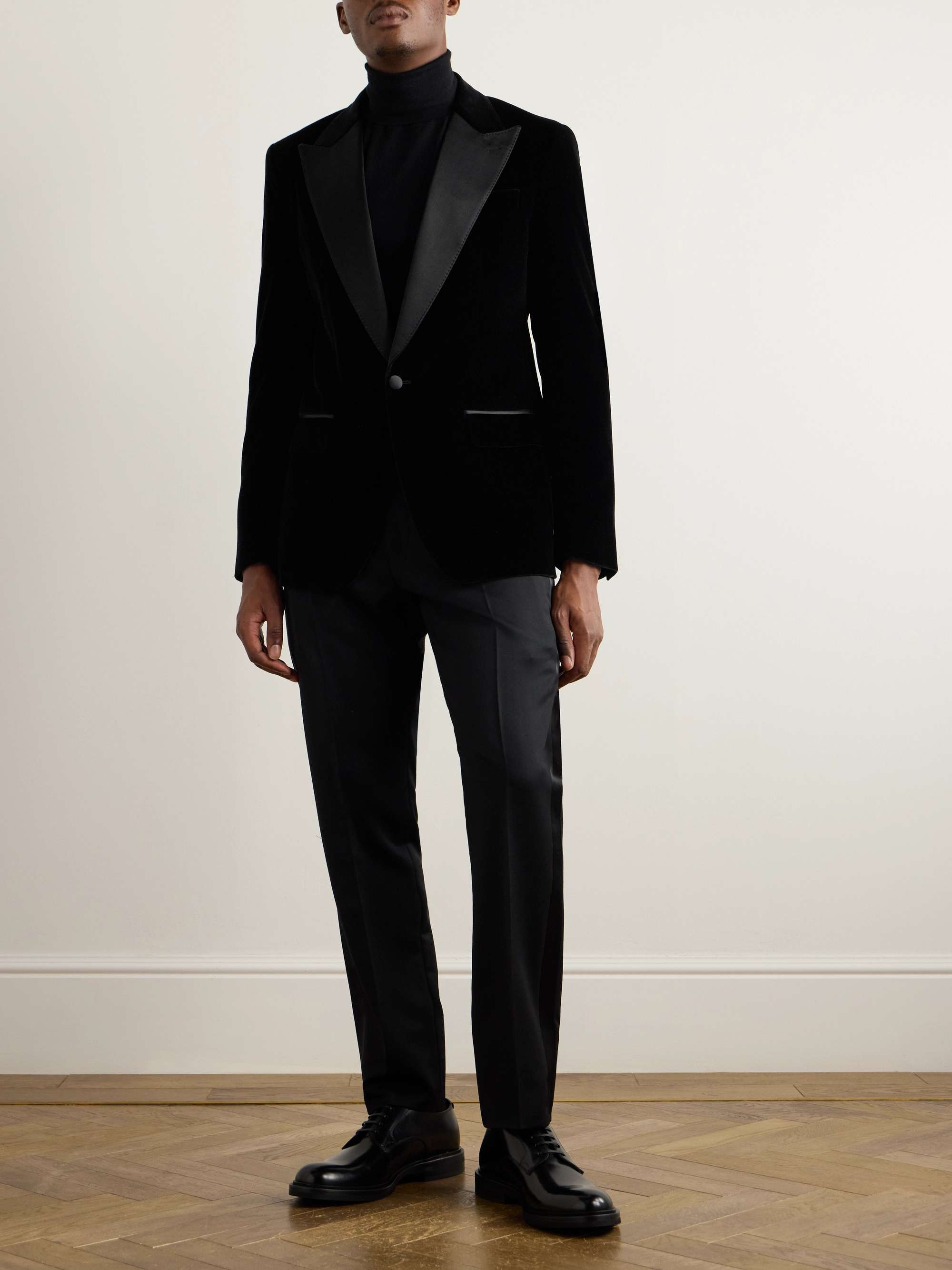 Silk-Trimmed Cotton-Blend Velvet Tuxedo Jacket view