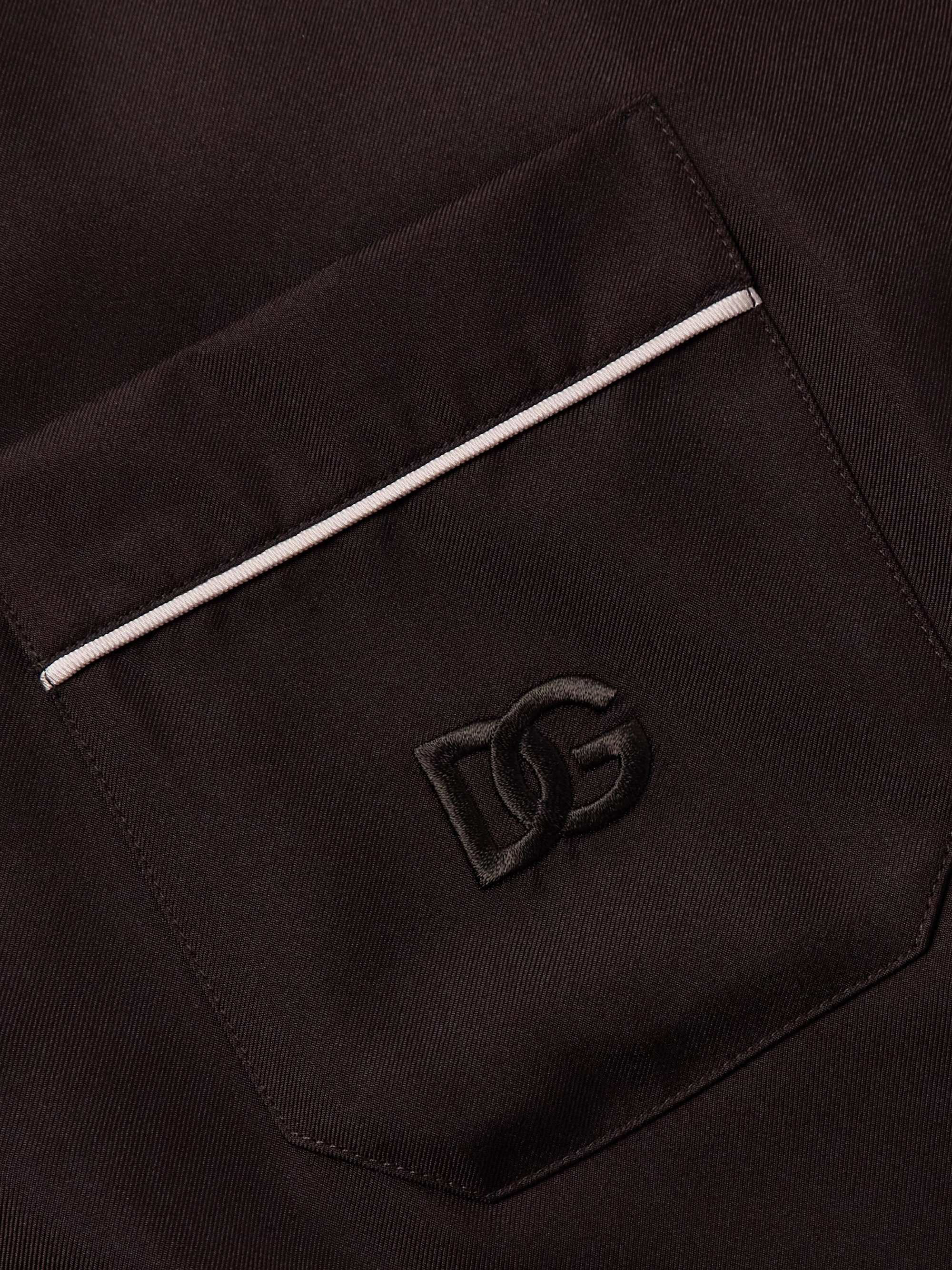 Camp-Collar Logo-Embroidered Silk-Twill Pyjama Shirt view