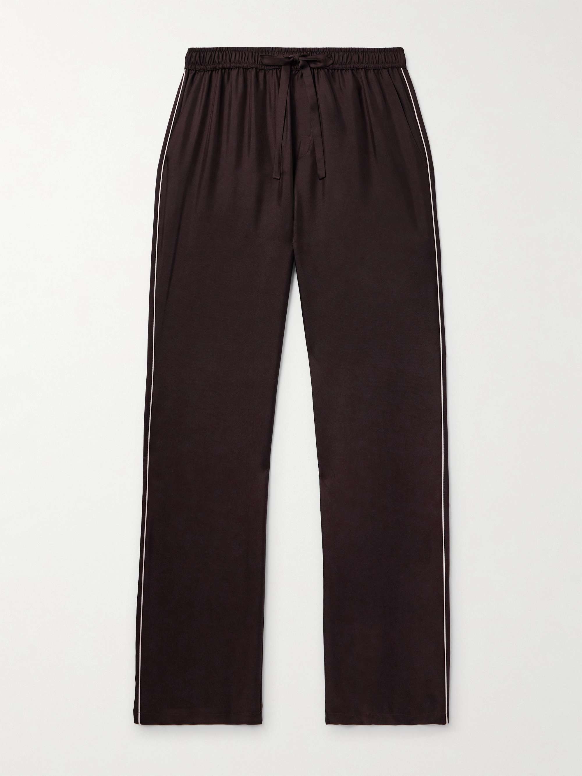 Logo-Embroidered Silk-Twill Pyjama Bottoms view