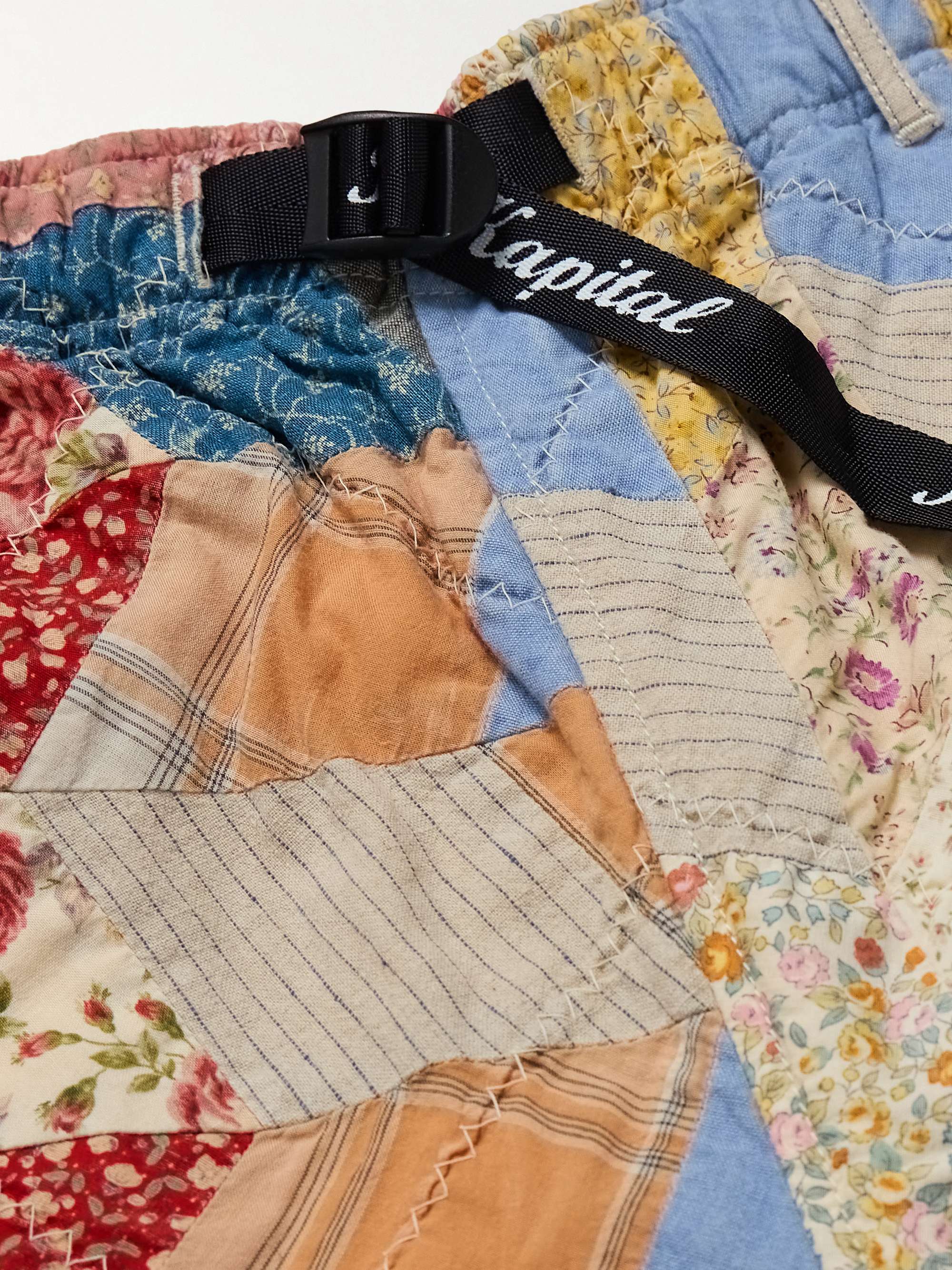 Easy Straight-Leg Quilted Patchwork Cotton and Linen-Blend Shorts view