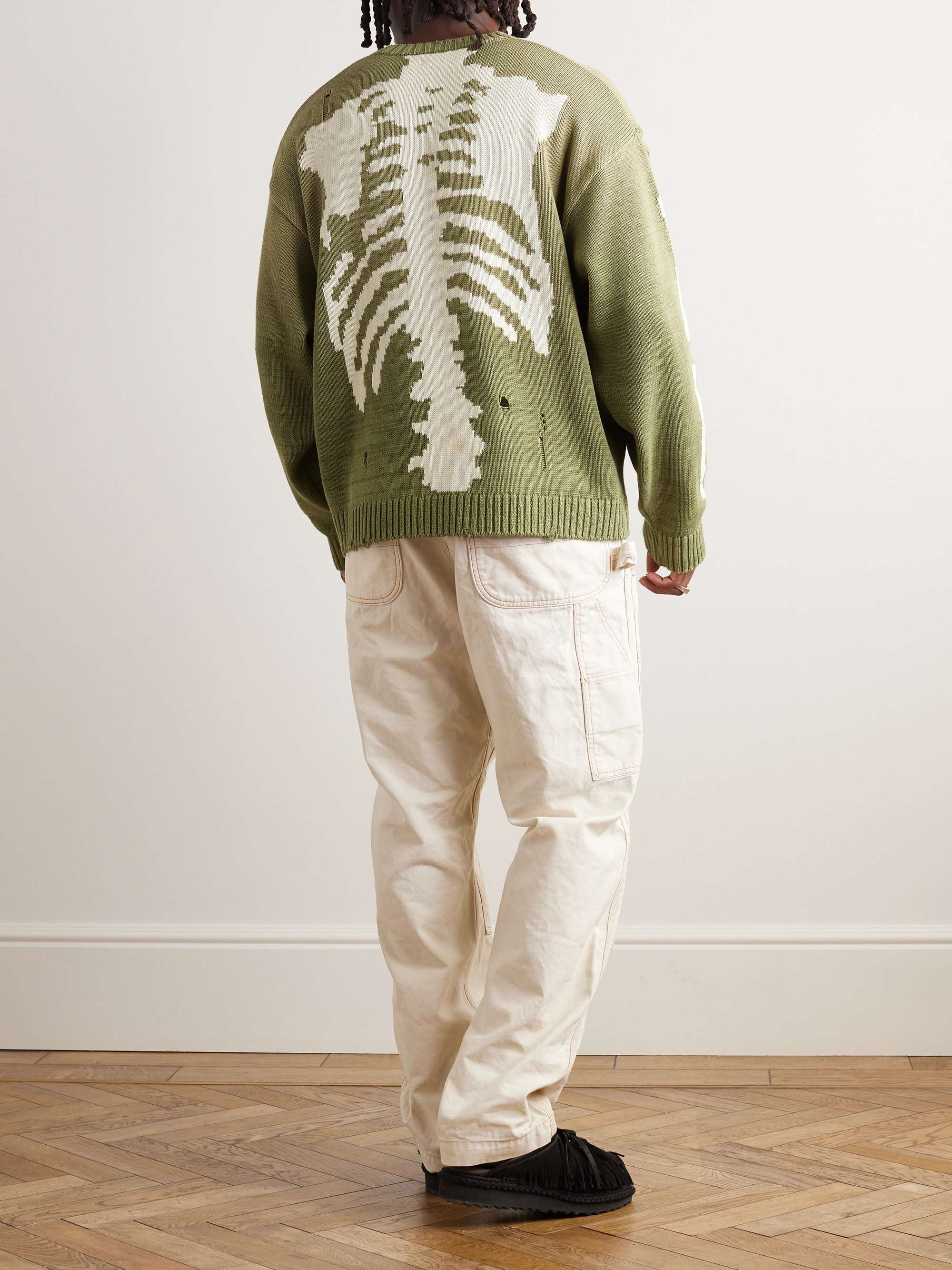 5G Distressed Intarsia Cotton-Blend Sweater view