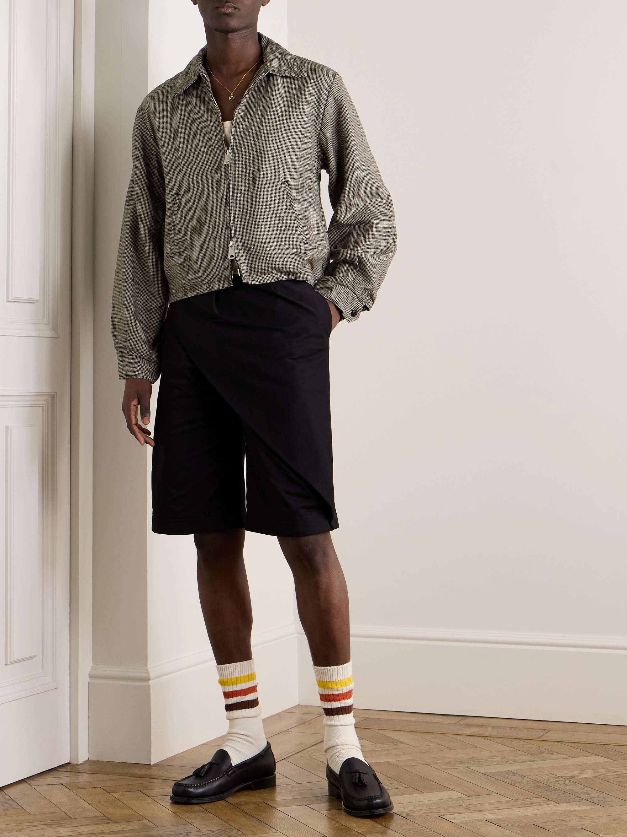 Houndstooth Linen Blouson Jacket view