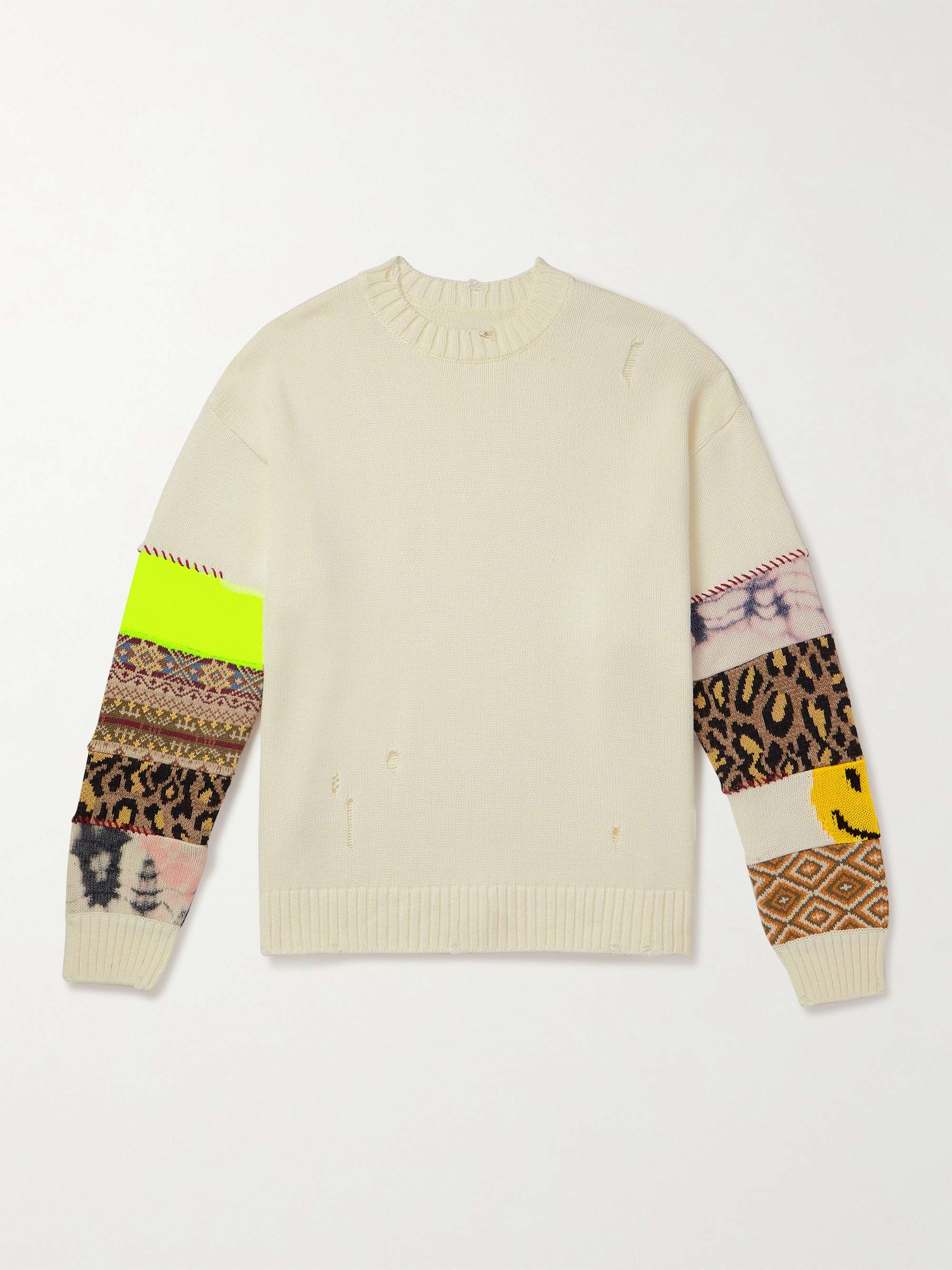 5G Distressed Jacquard-Knit Sweater view