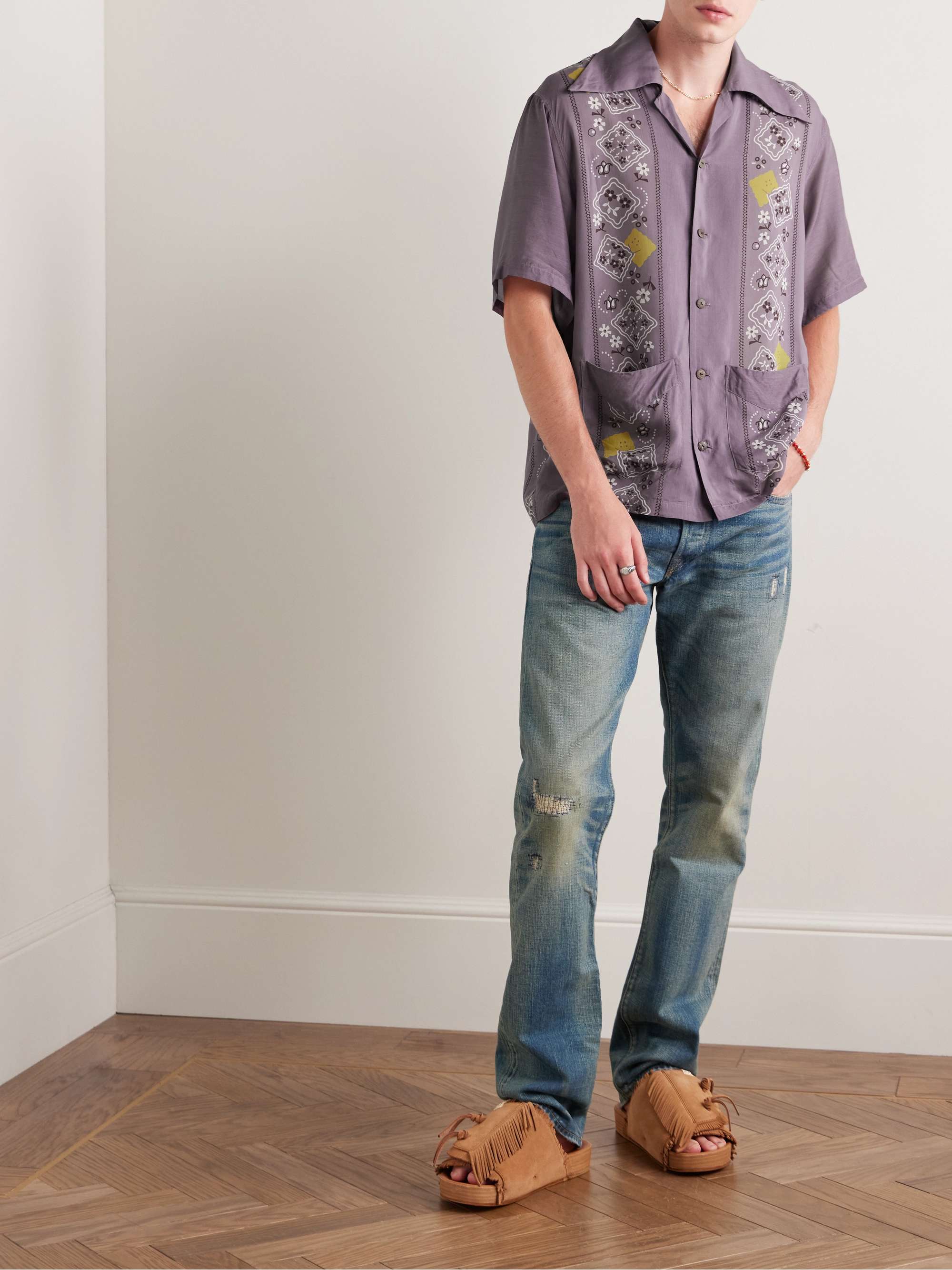 Peckish Rainbowy Wrangle Camp-Collar Printed Voile Shirt view