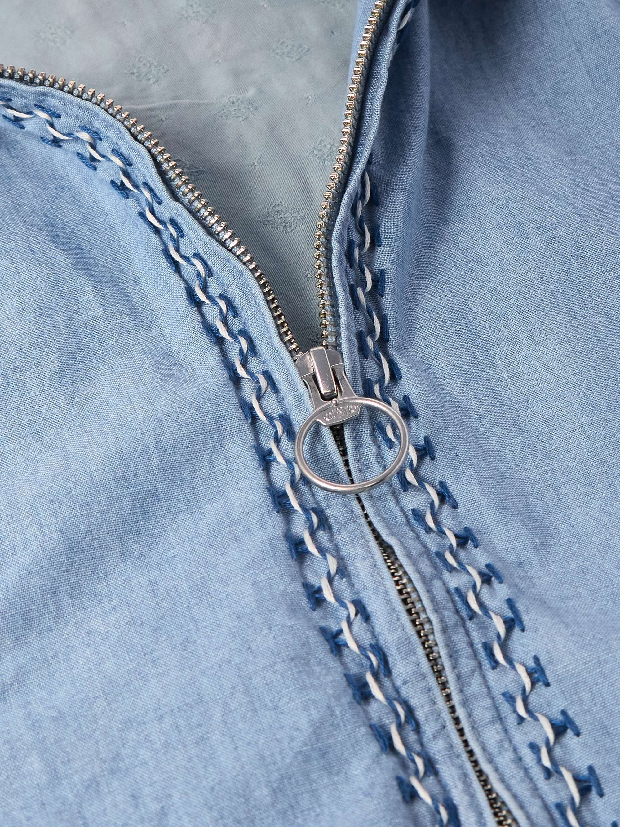 Drizzler Cropped Embroidered Cotton-Chambray Jacket view