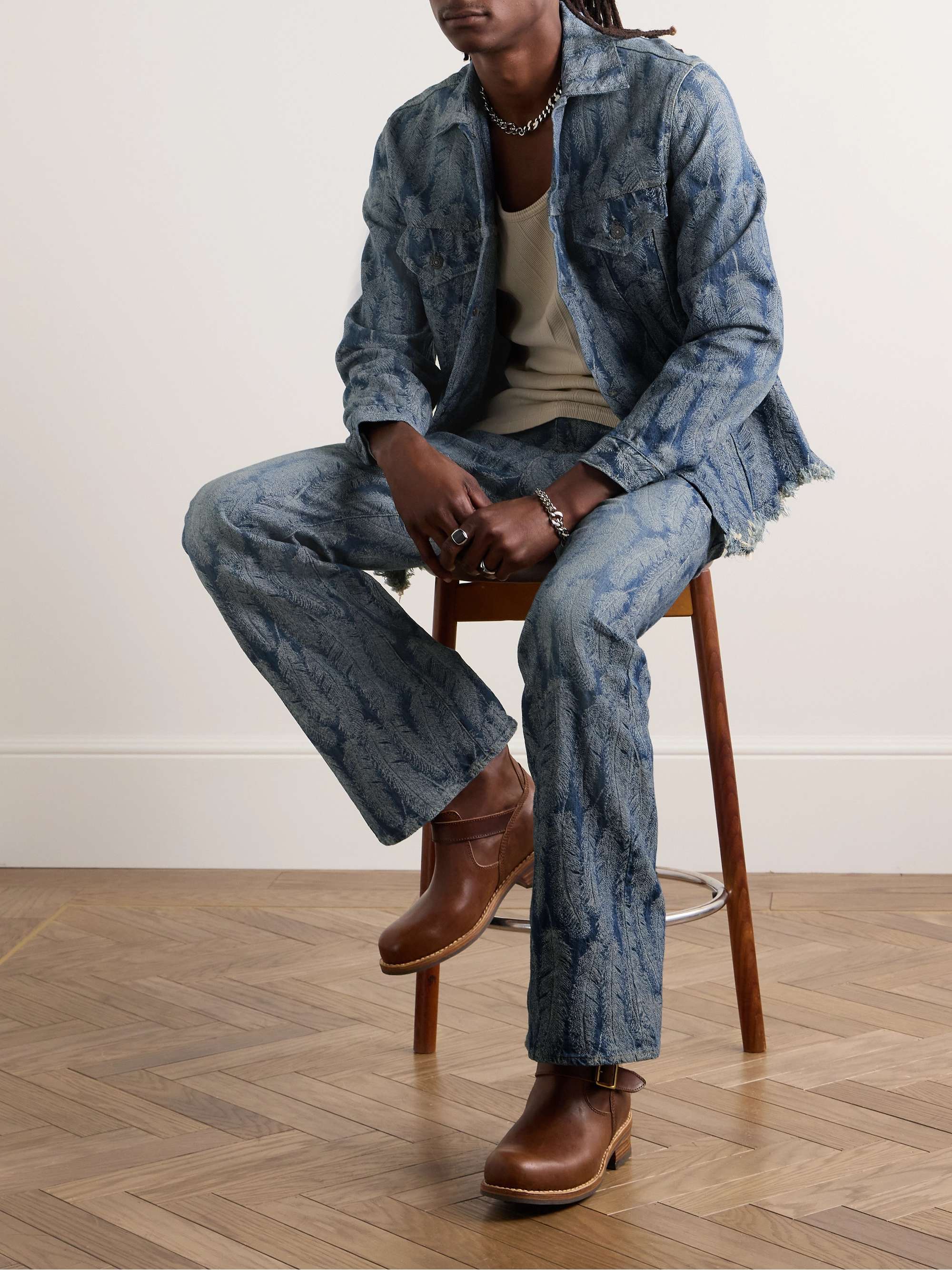 Magpie Distressed Denim-Jacquard Jacket view