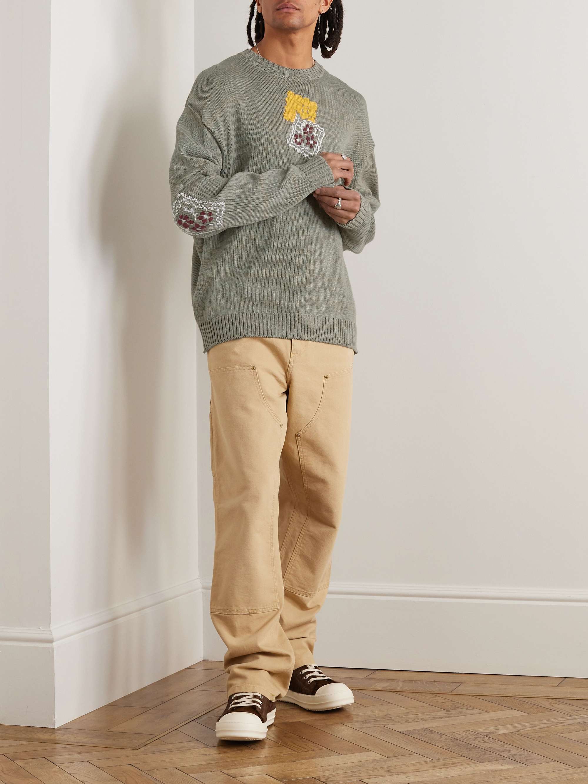 Peckish Rainbowy Intarsia Cotton-Blend Sweater view