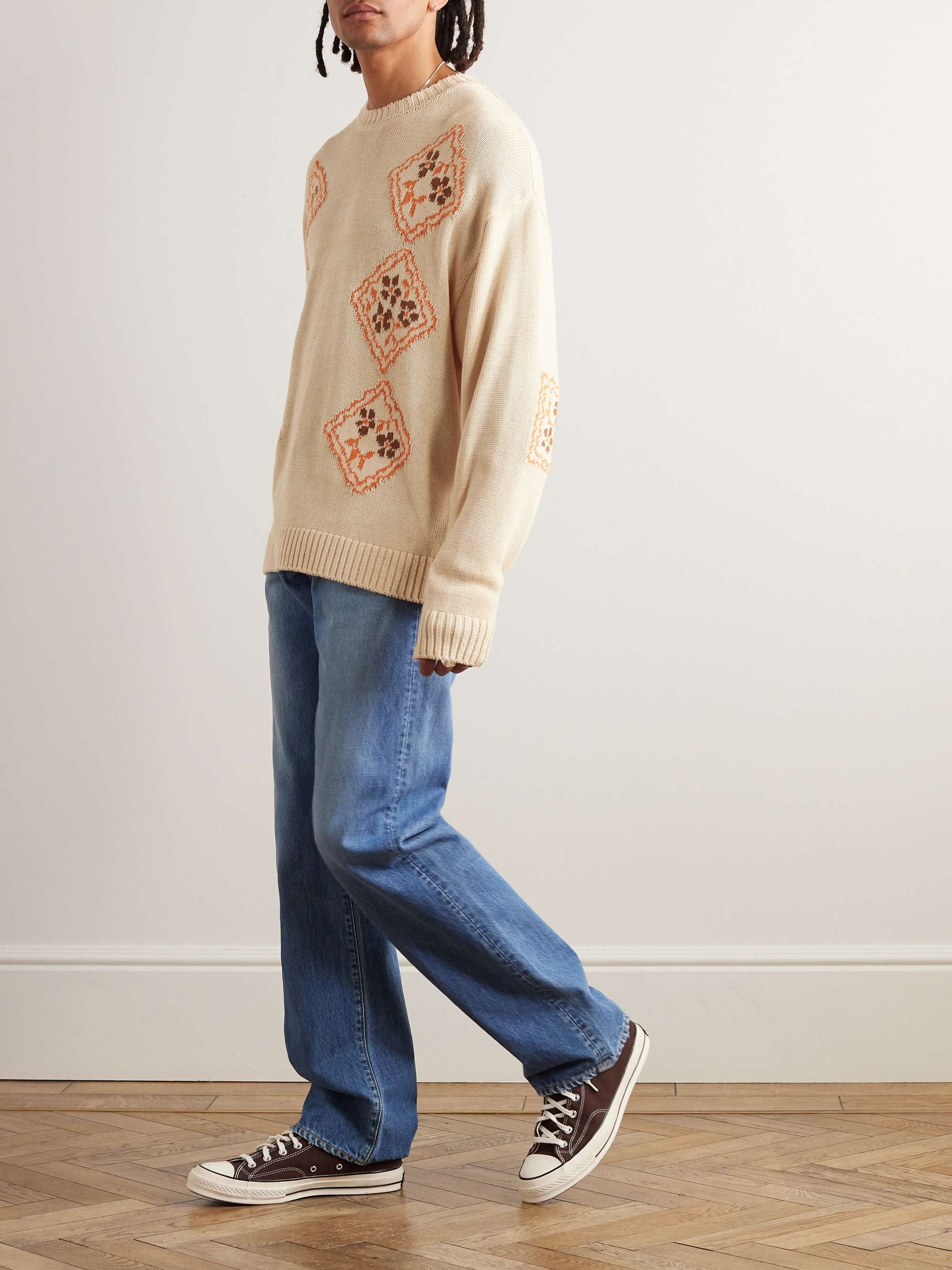 Kookei Jacquard-Knitted Cotton-Blend Sweater view