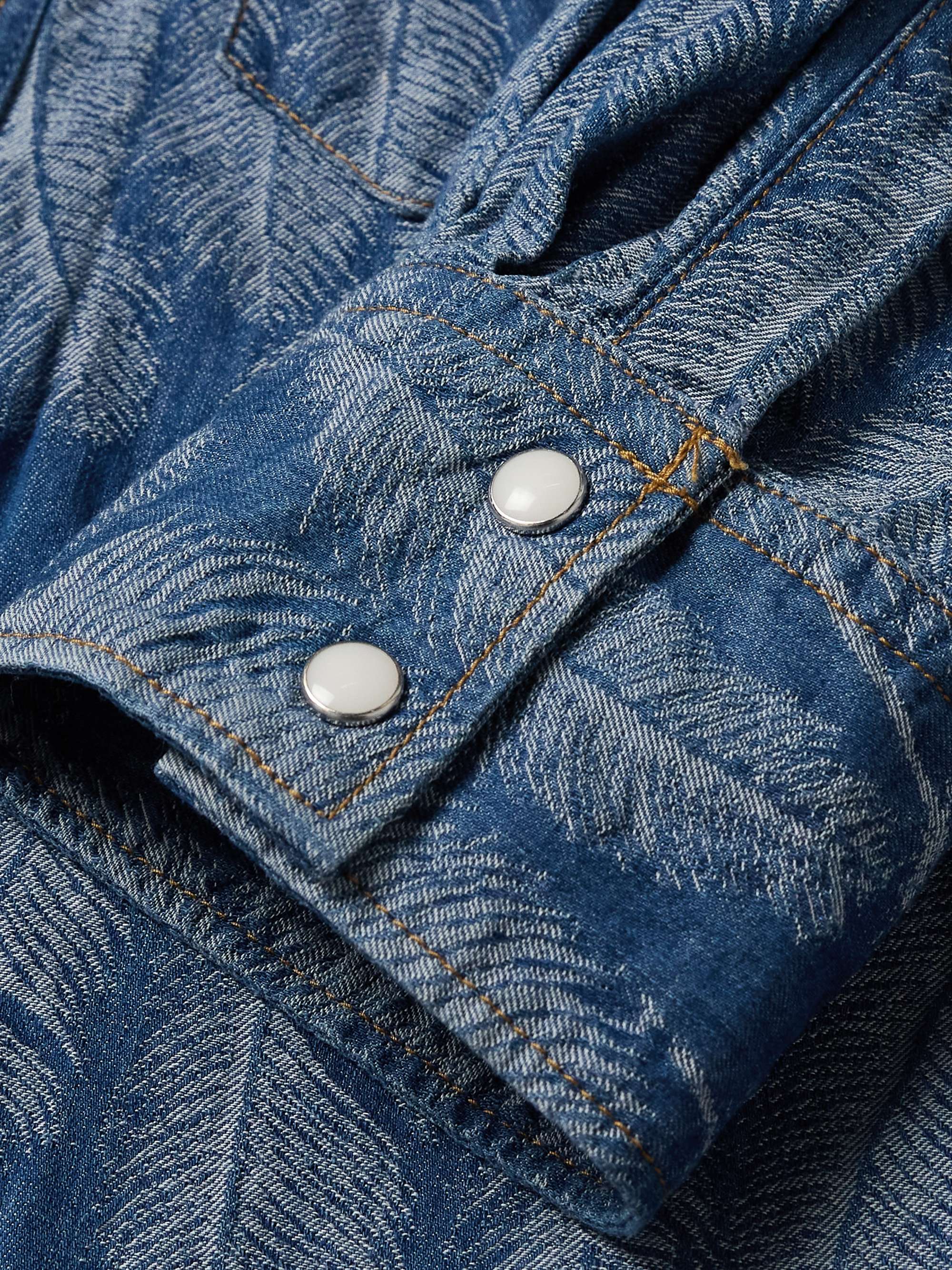Magpie Distressed Denim-Jacquard Western Shirt view