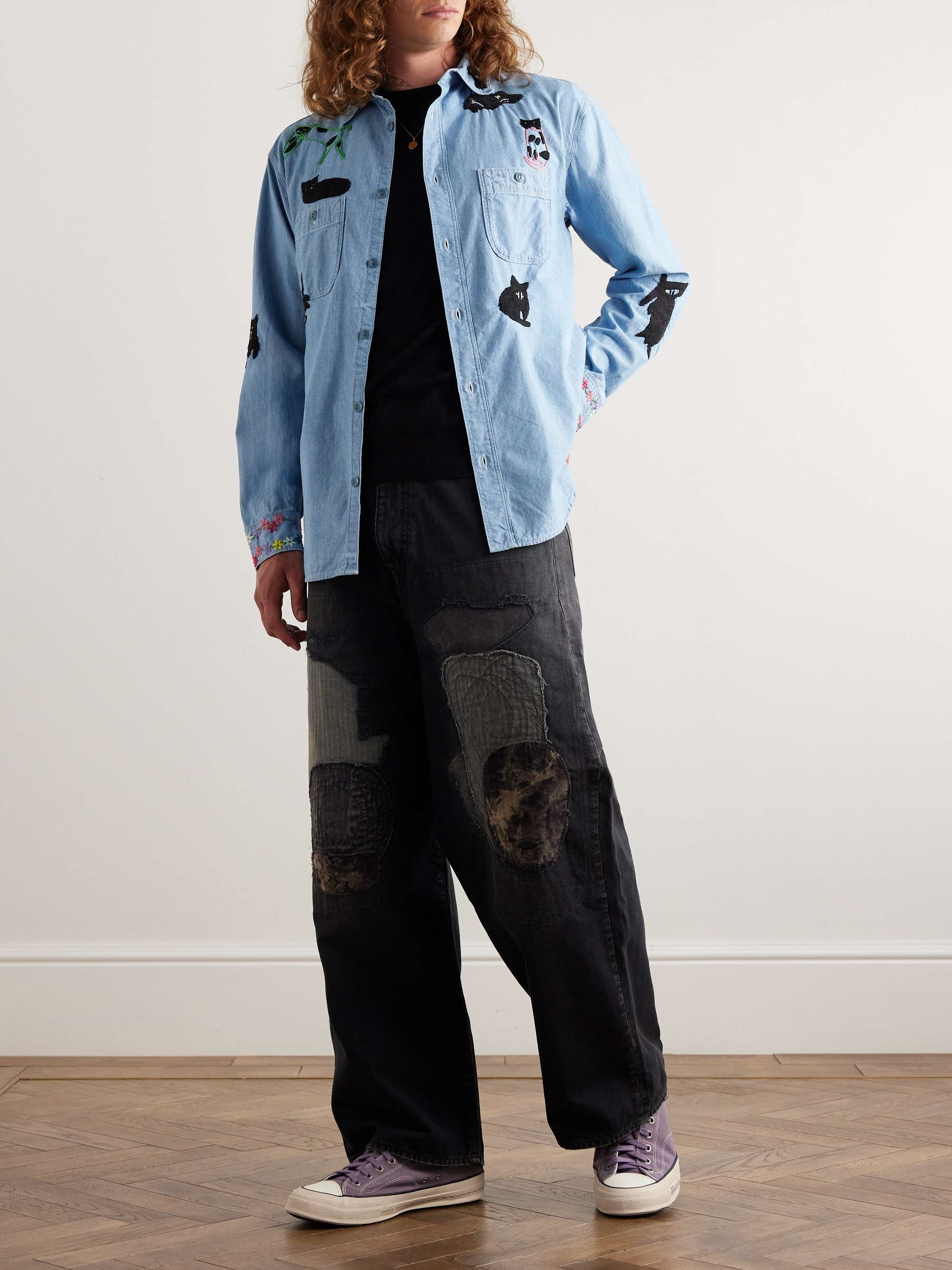Embroidered Cotton-Chambray Shirt view