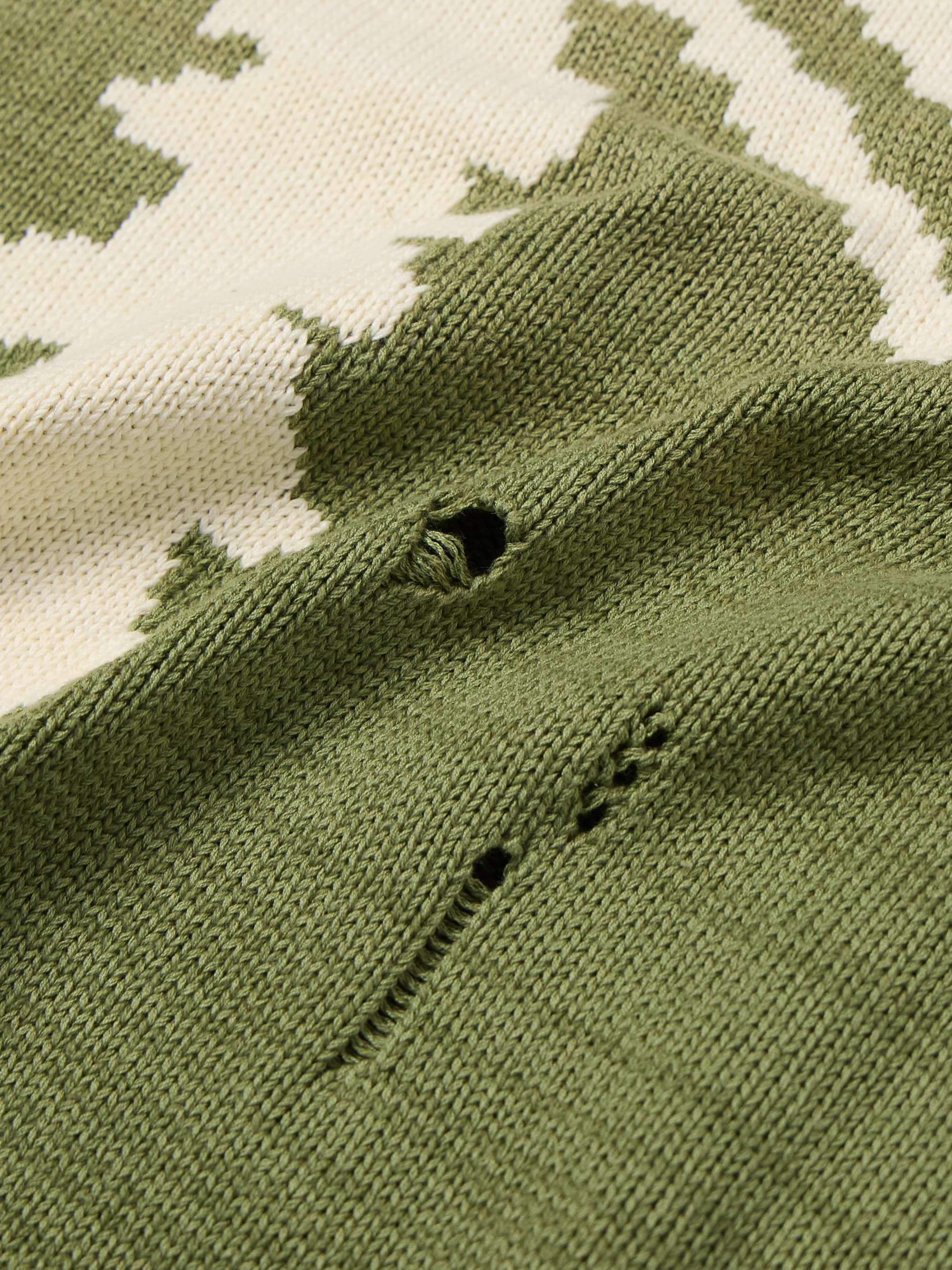 5G Distressed Cotton-Blend Jacquard Sweater Vest view