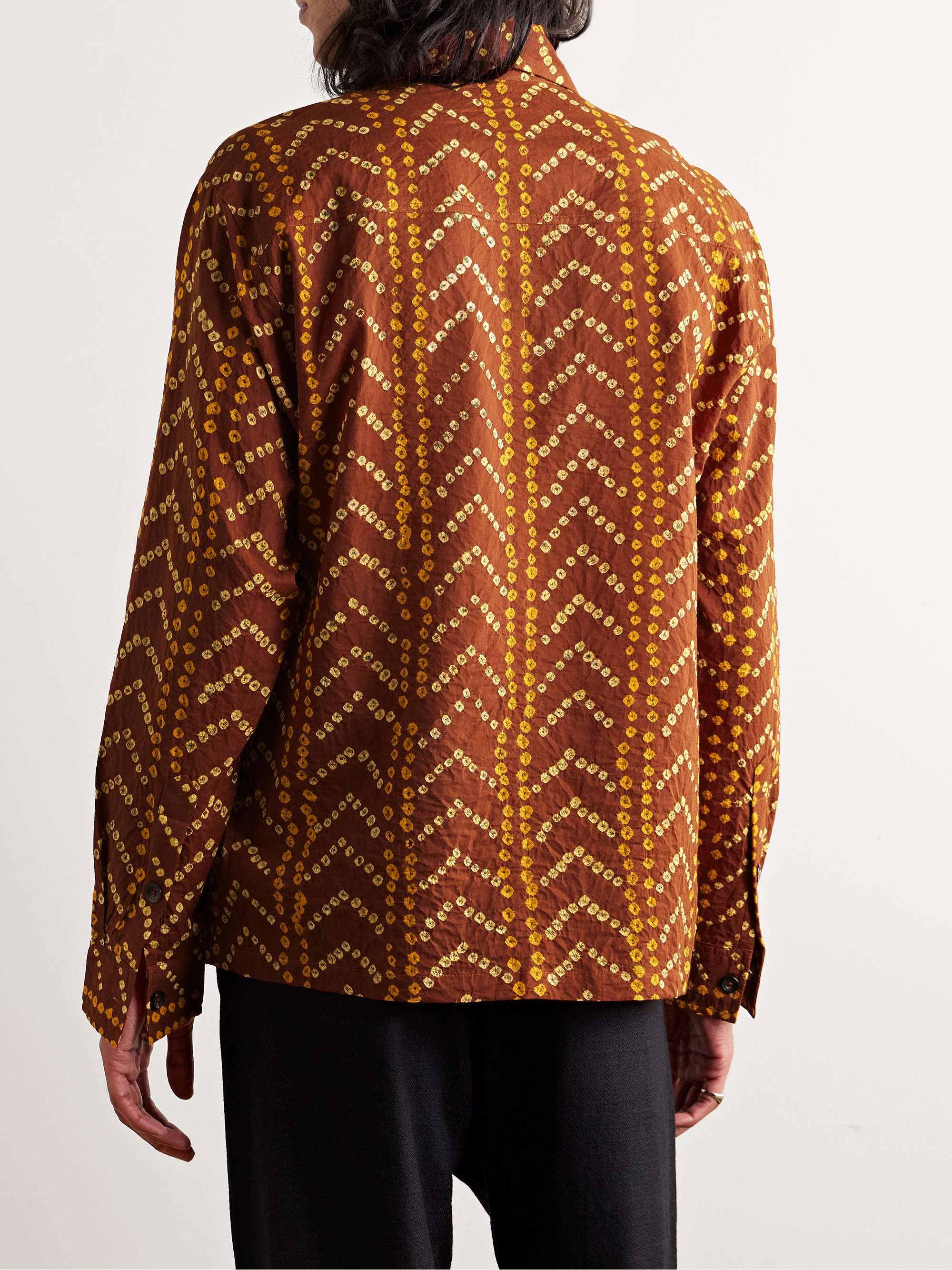 Camp-Collar Tie-Dyed Cotton Shirt view