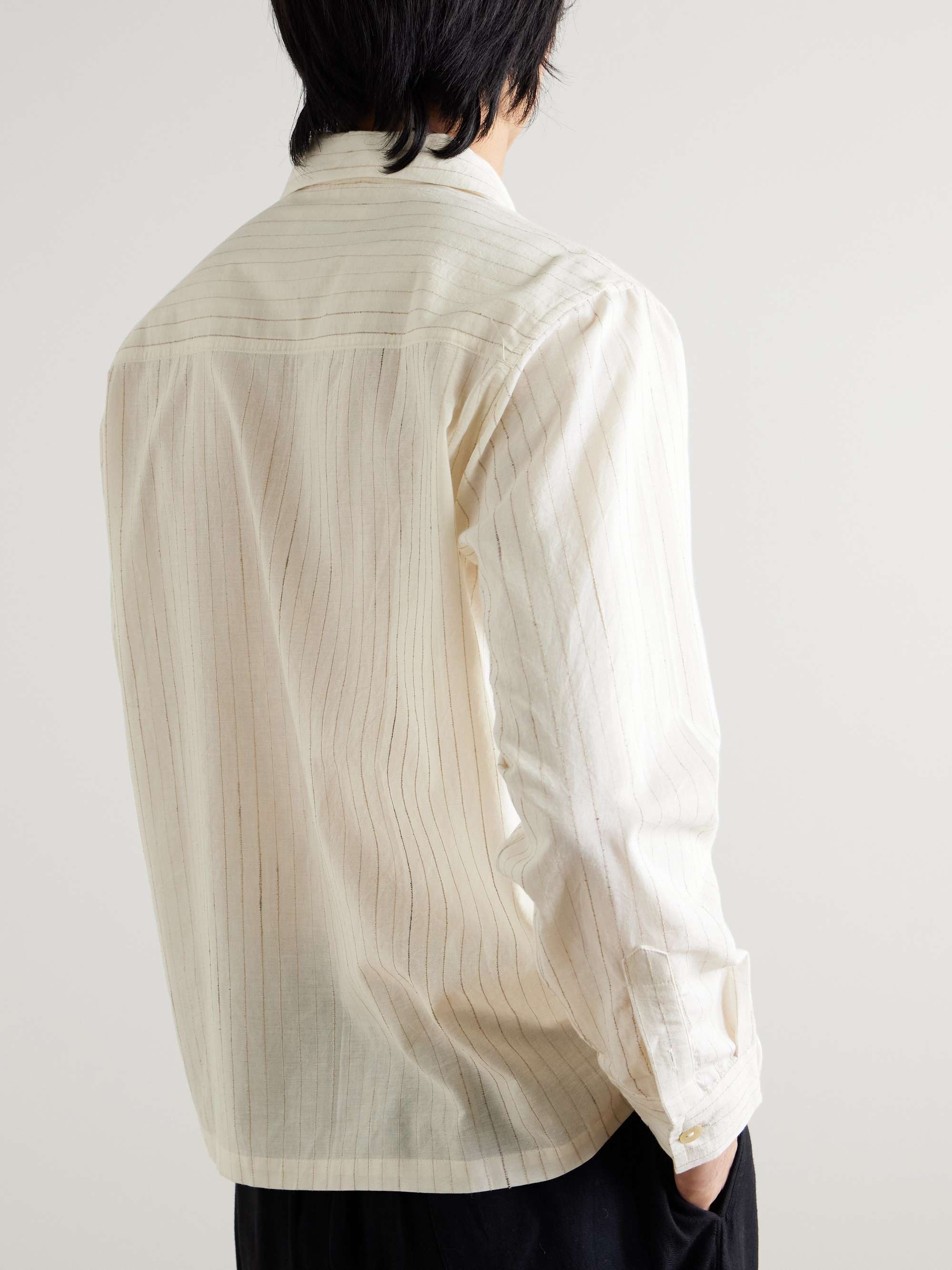 Camp-Collar Striped Cotton Shirt view