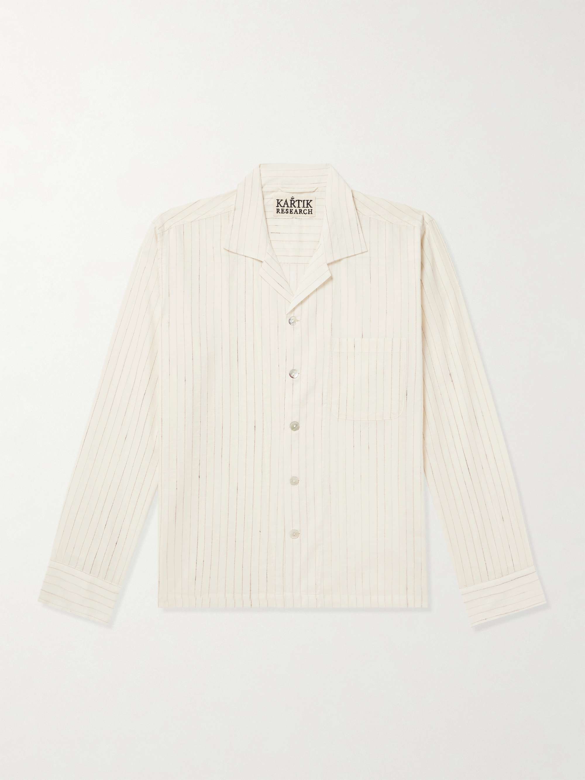 Camp-Collar Striped Cotton Shirt view