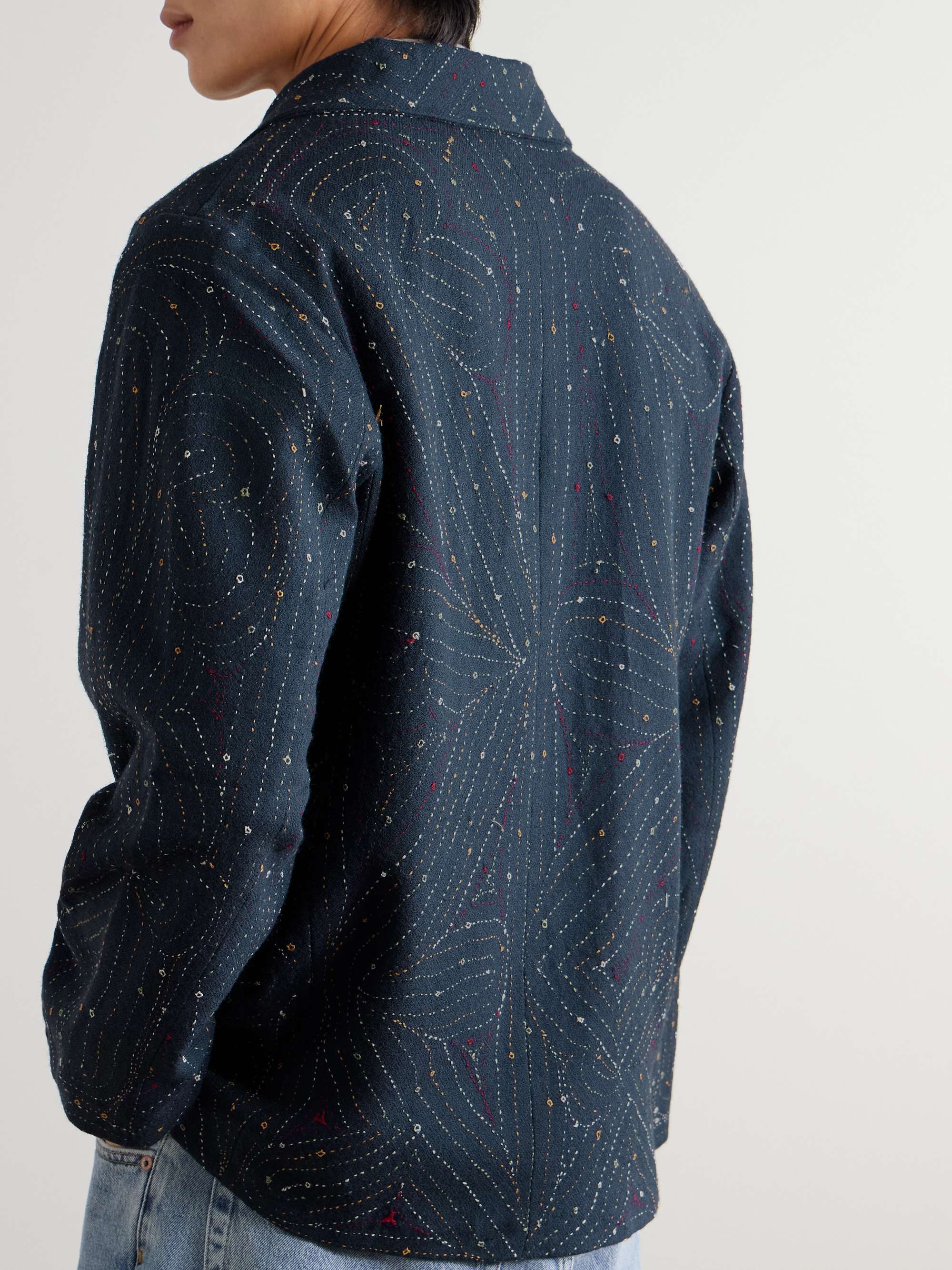 Double-Breasted Embroidered Wool Blazer view