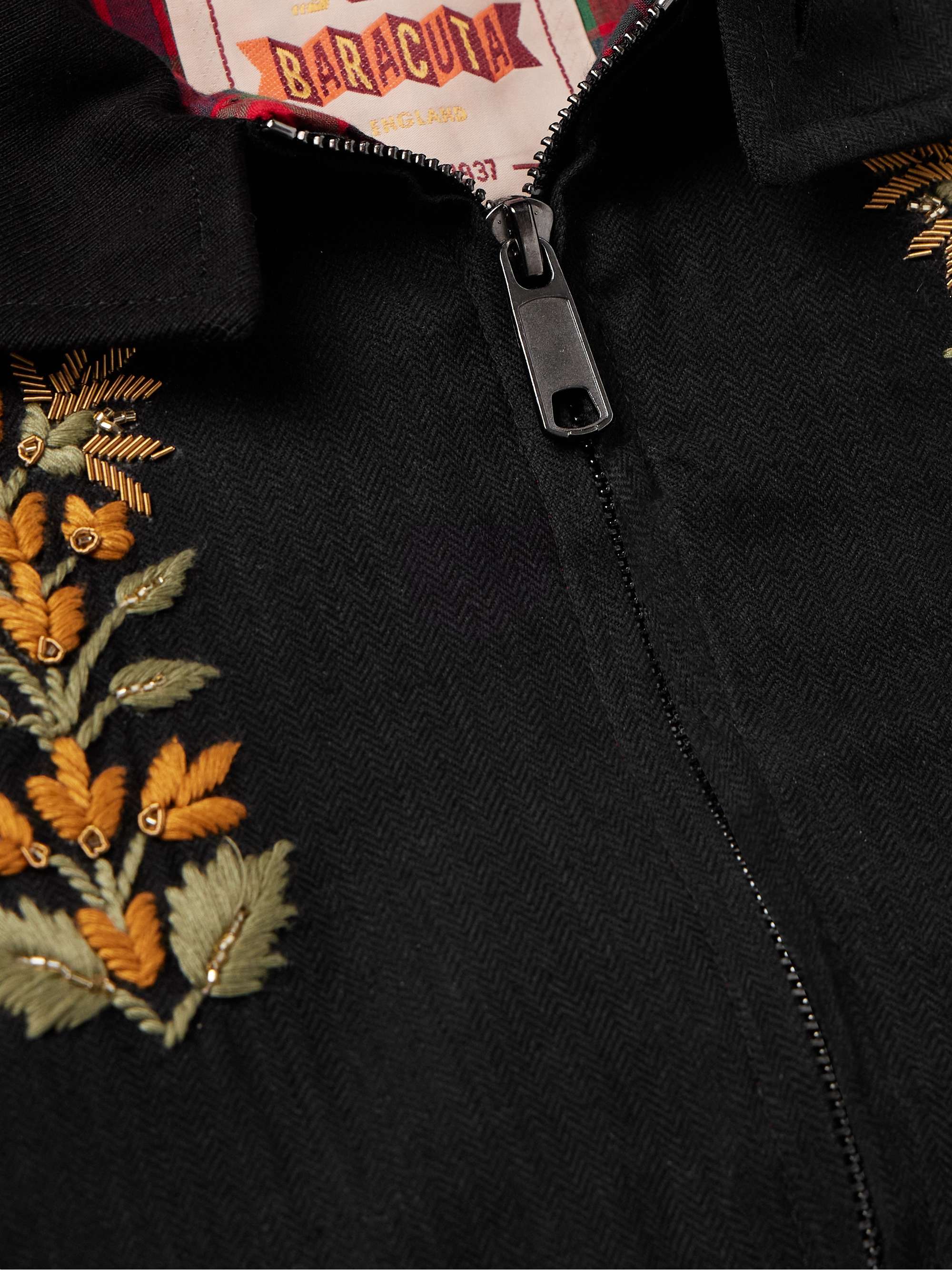 + Baracuta Embellished Embroidered Herringbone Cotton Jacket view