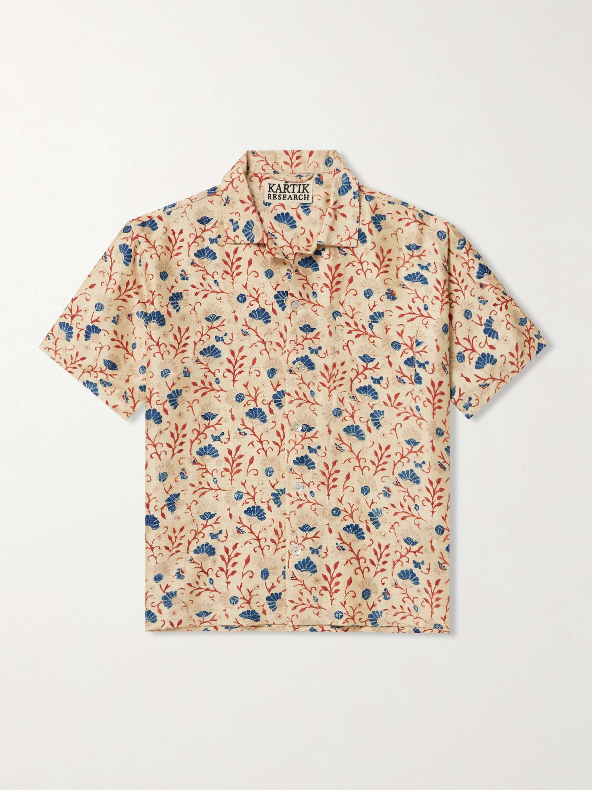 Camp-Collar Printed Silk Shirt view