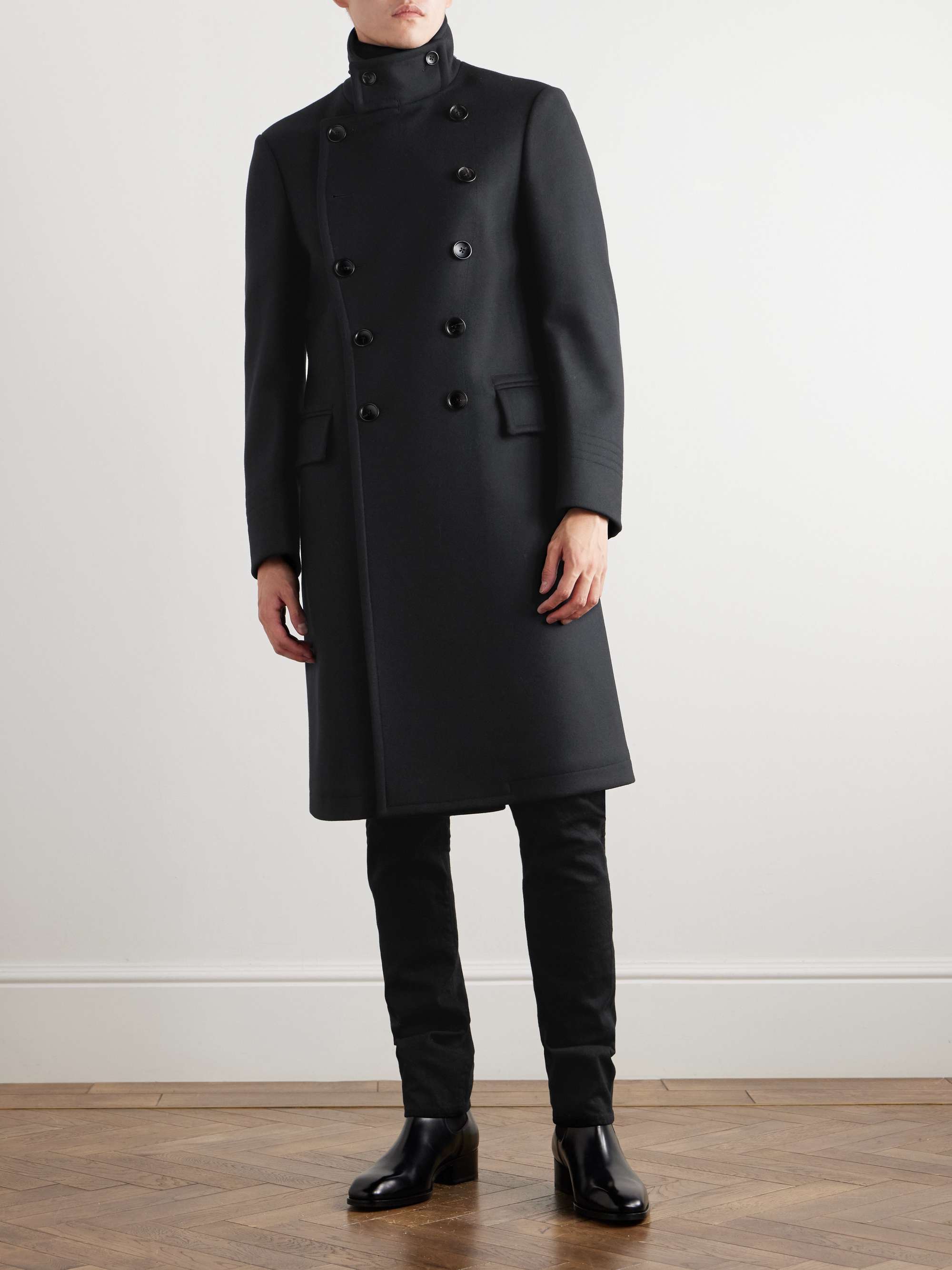 Double-Breasted Wool-Felt Coat view