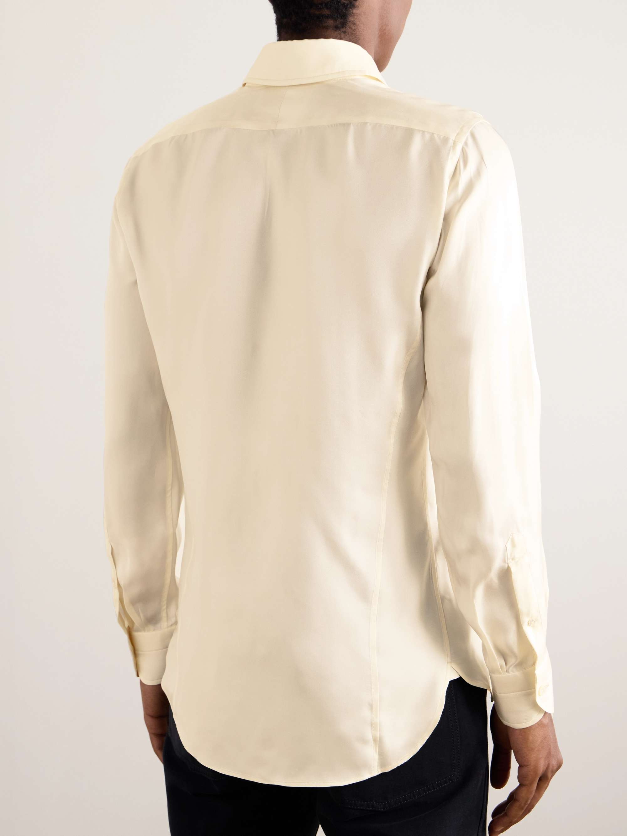 Slim-Fit Silk-Twill Shirt view
