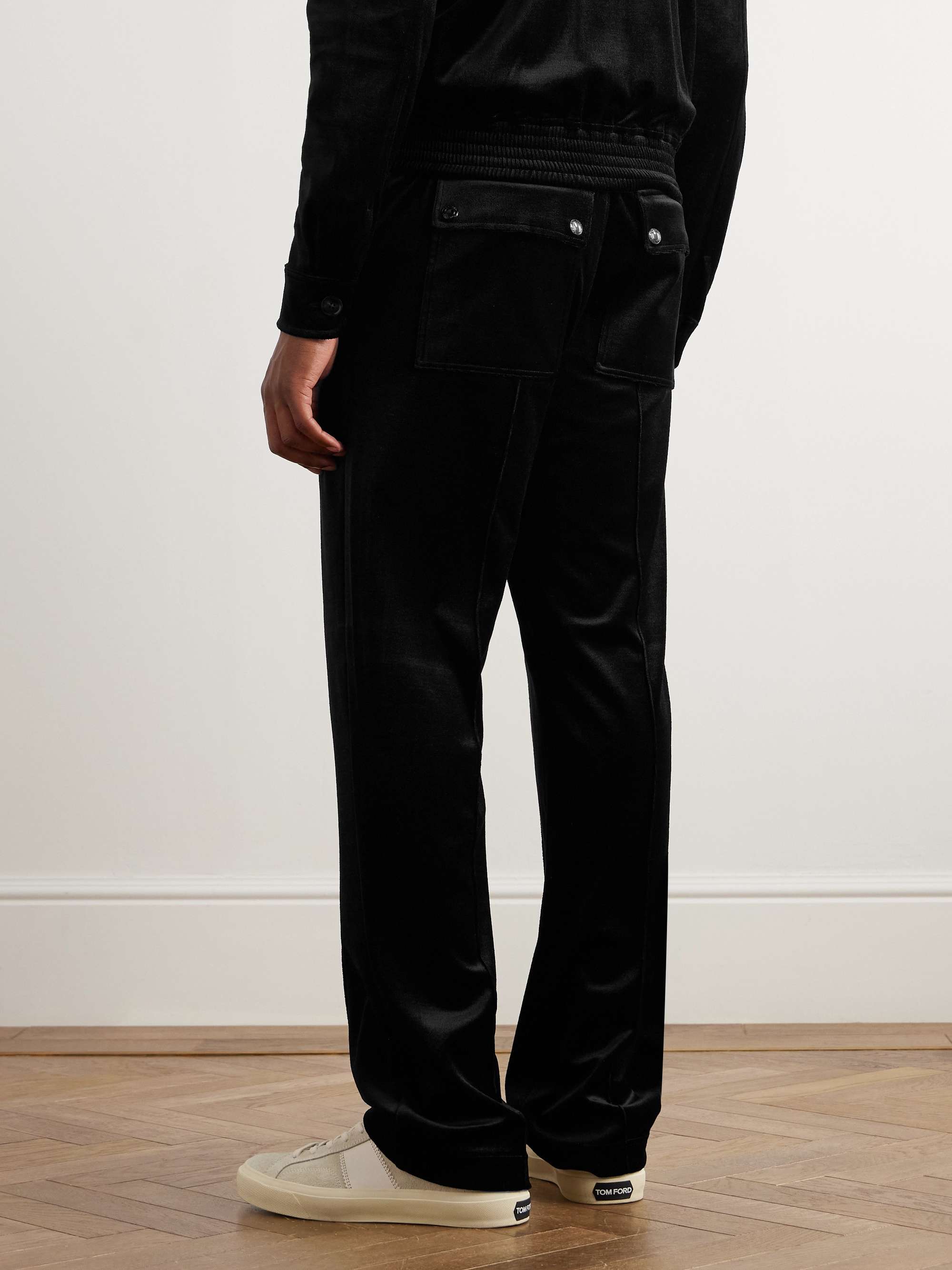 Wide-Leg Silk and Cotton-Blend Velvet Trousers view