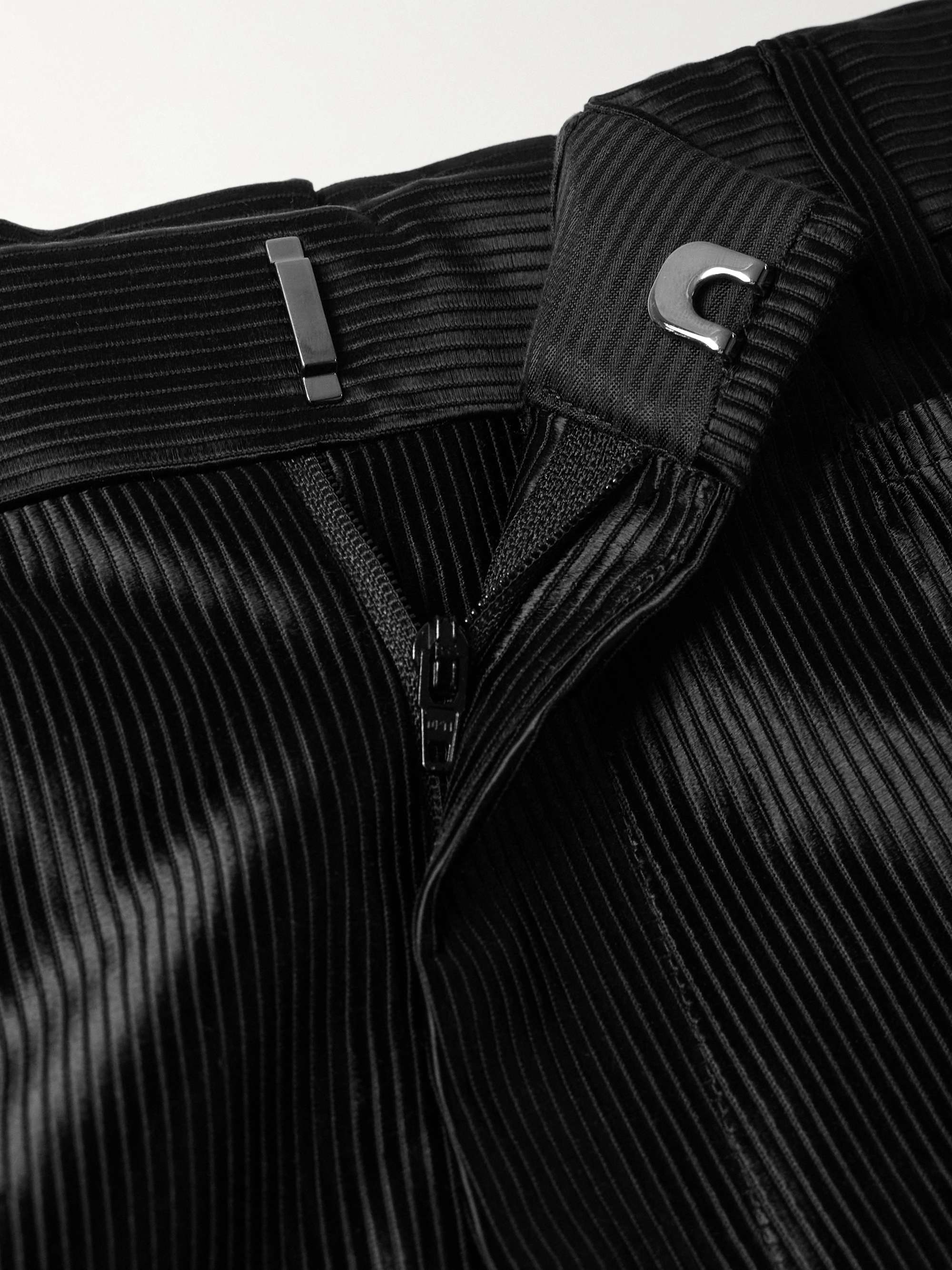 Dyylan Slim-Fit Ribbed Cotton-Blend Satin Trousers view