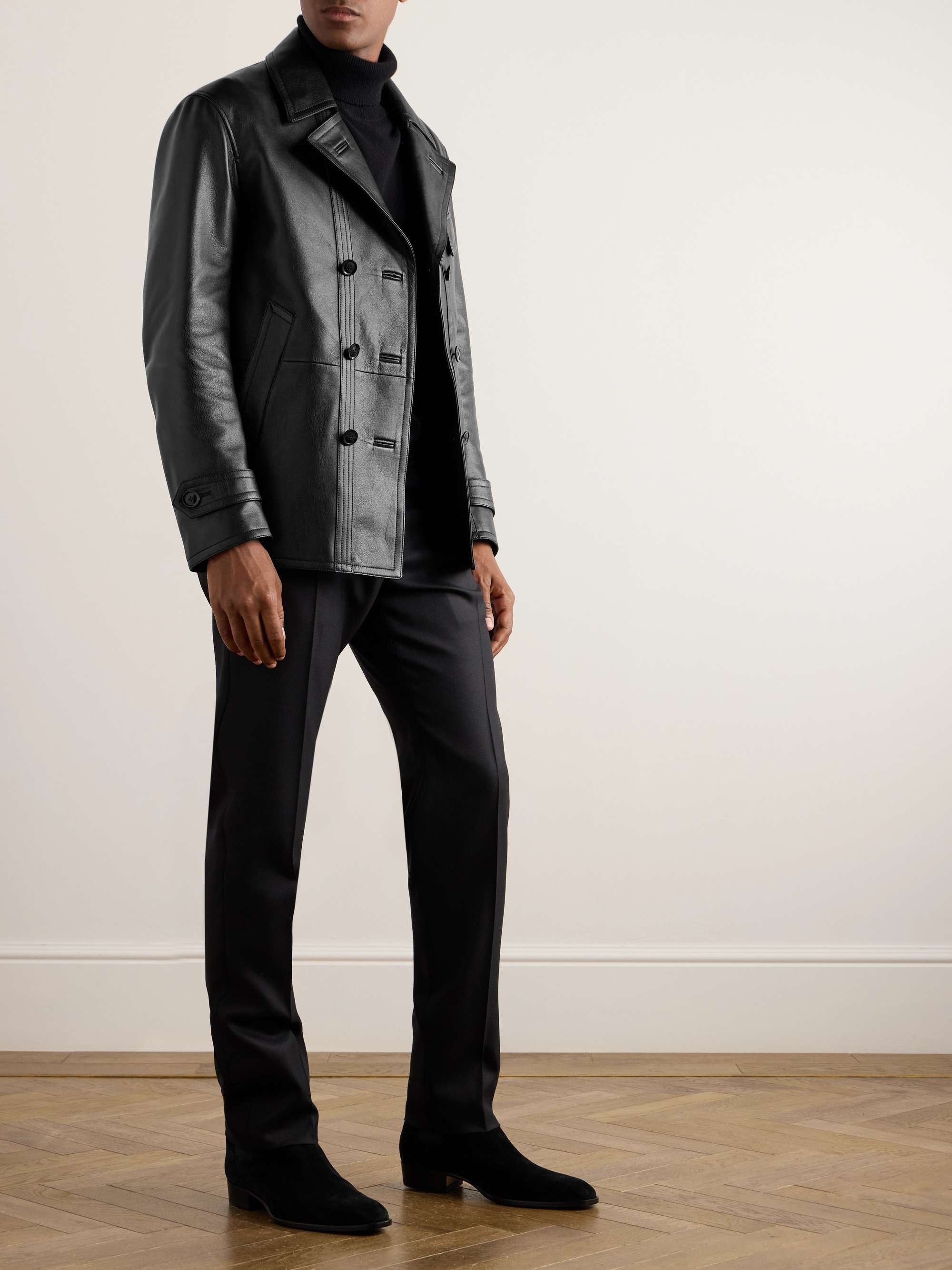 Leather Peacoat view