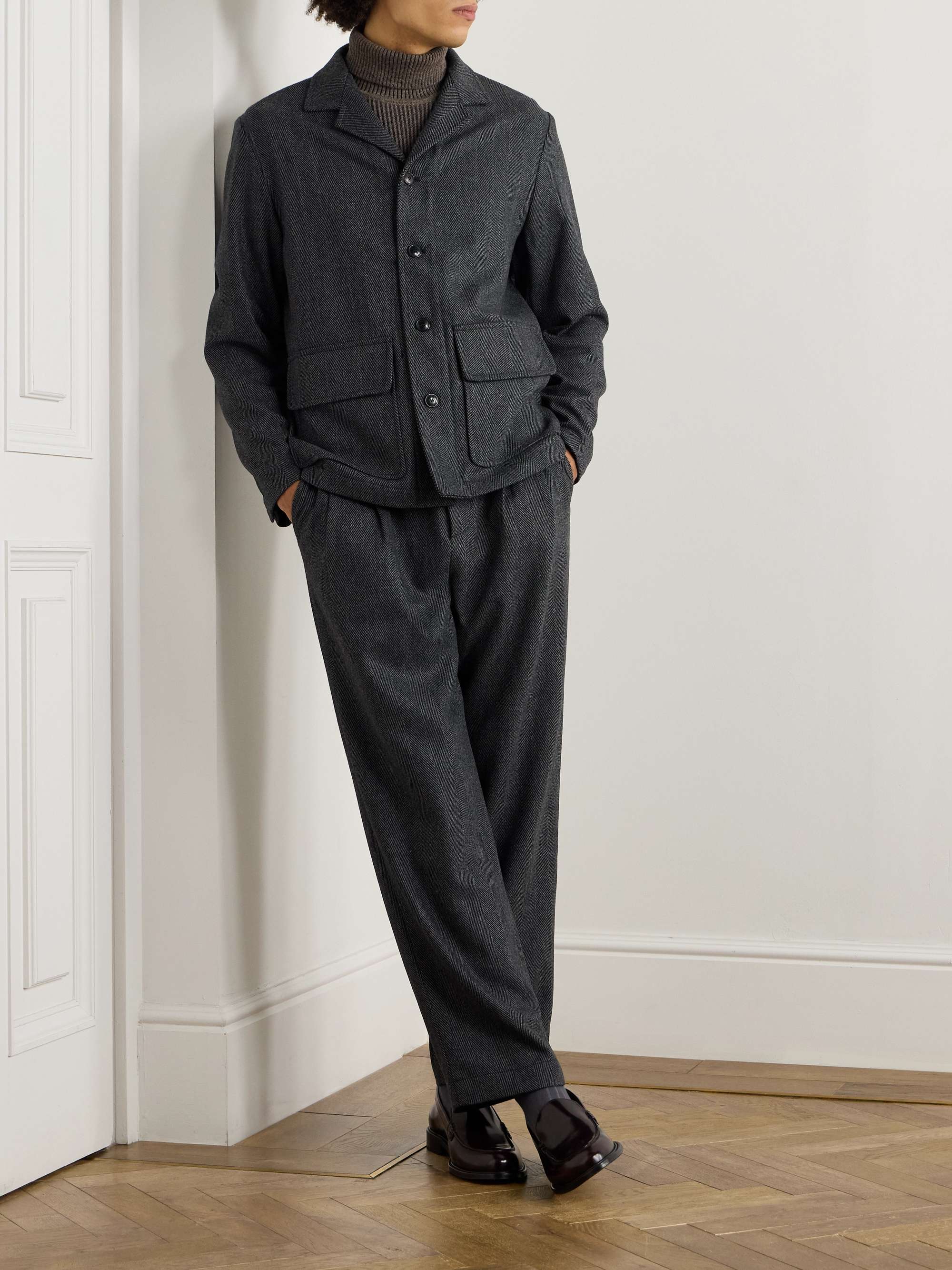 Traveler Herringbone Wool and Cashmere-Blend Shirt Jacket view