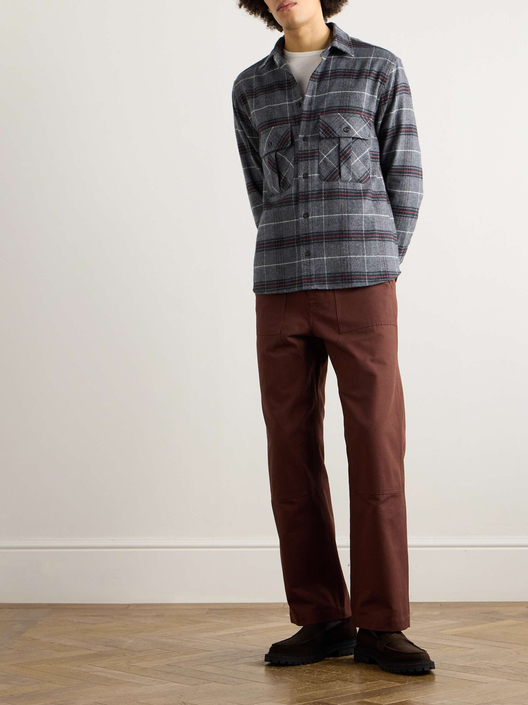 Field Checked Brushed Herringbone Cotton-Flannel Shirt view