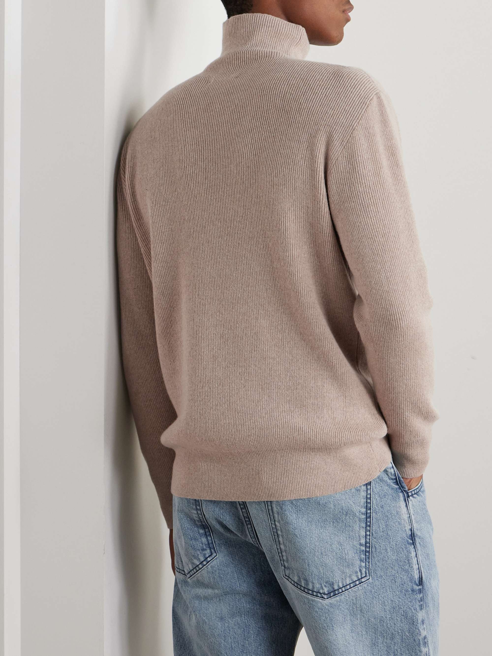 Ribbed Merino Wool and Cashmere-Blend Rollneck Sweater view