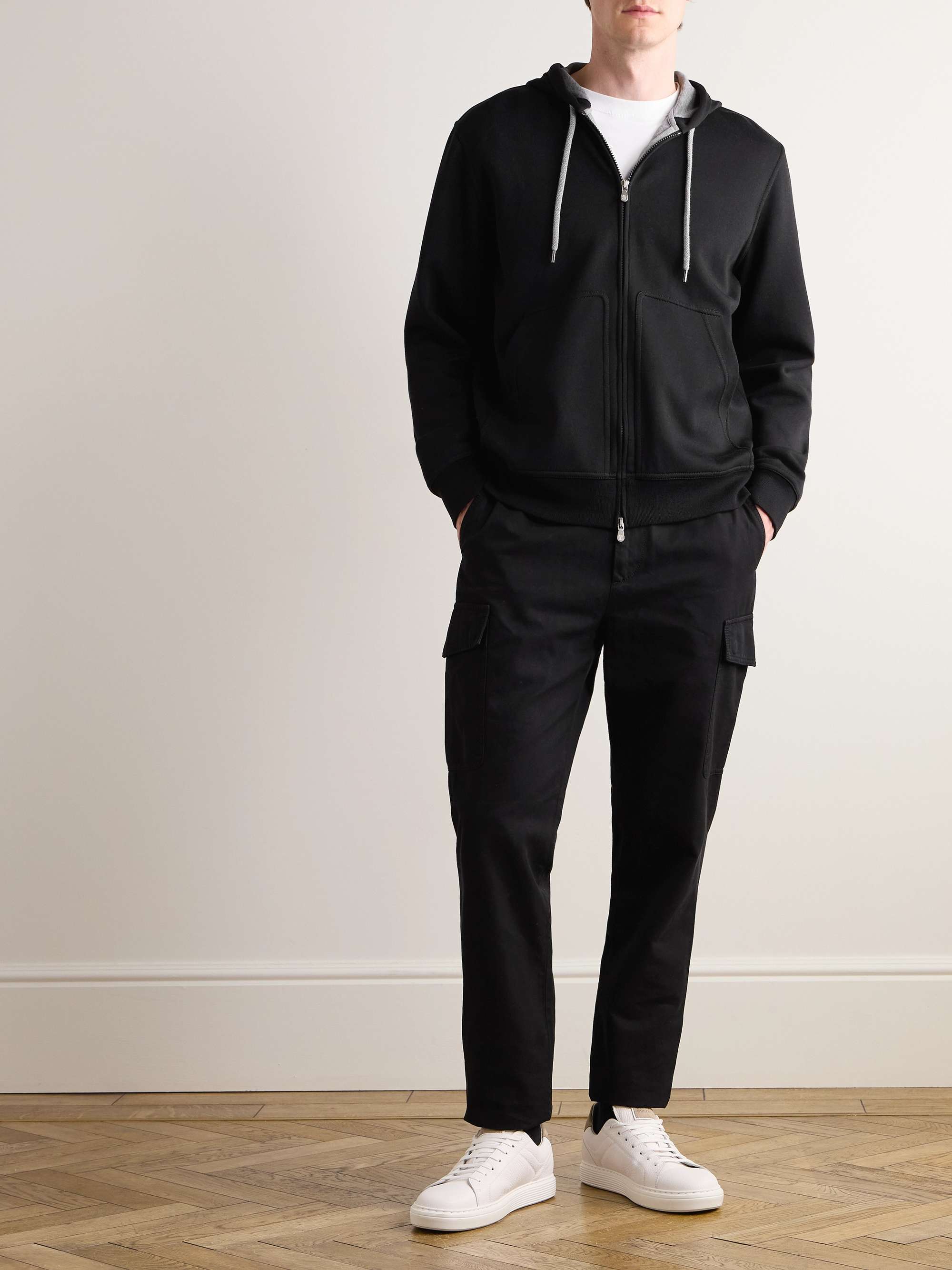 Cotton-Blend Jersey Zip-Up Hoodie view