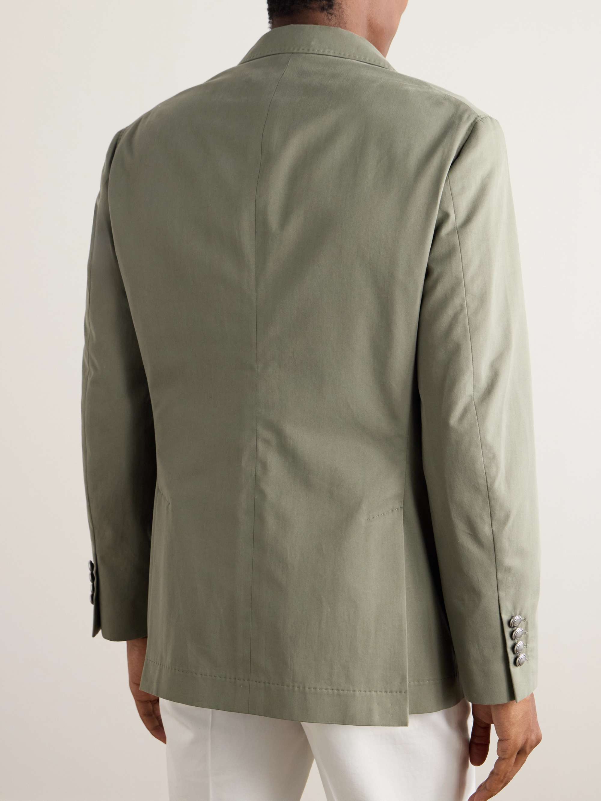 Double-Breasted Cotton-Blend Suit Jacket view