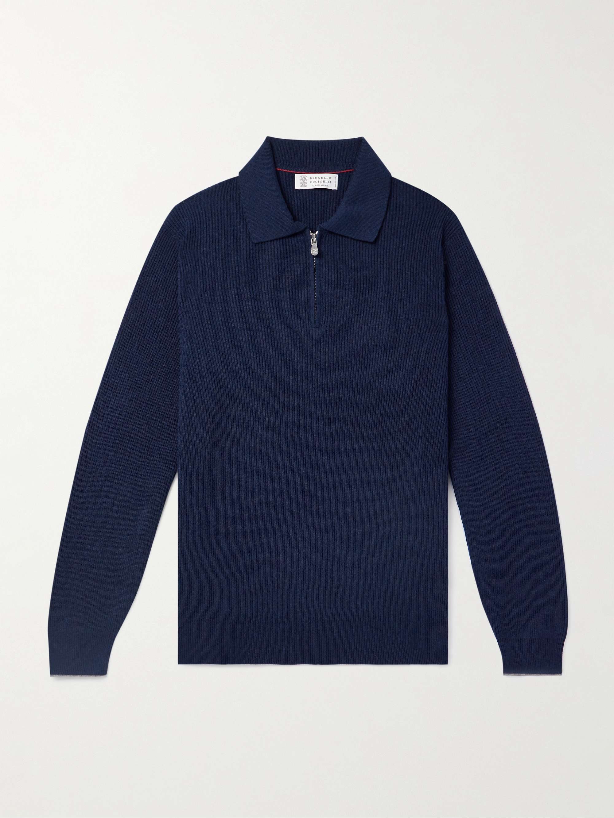 Ribbed Cashmere Half-Zip Sweater view