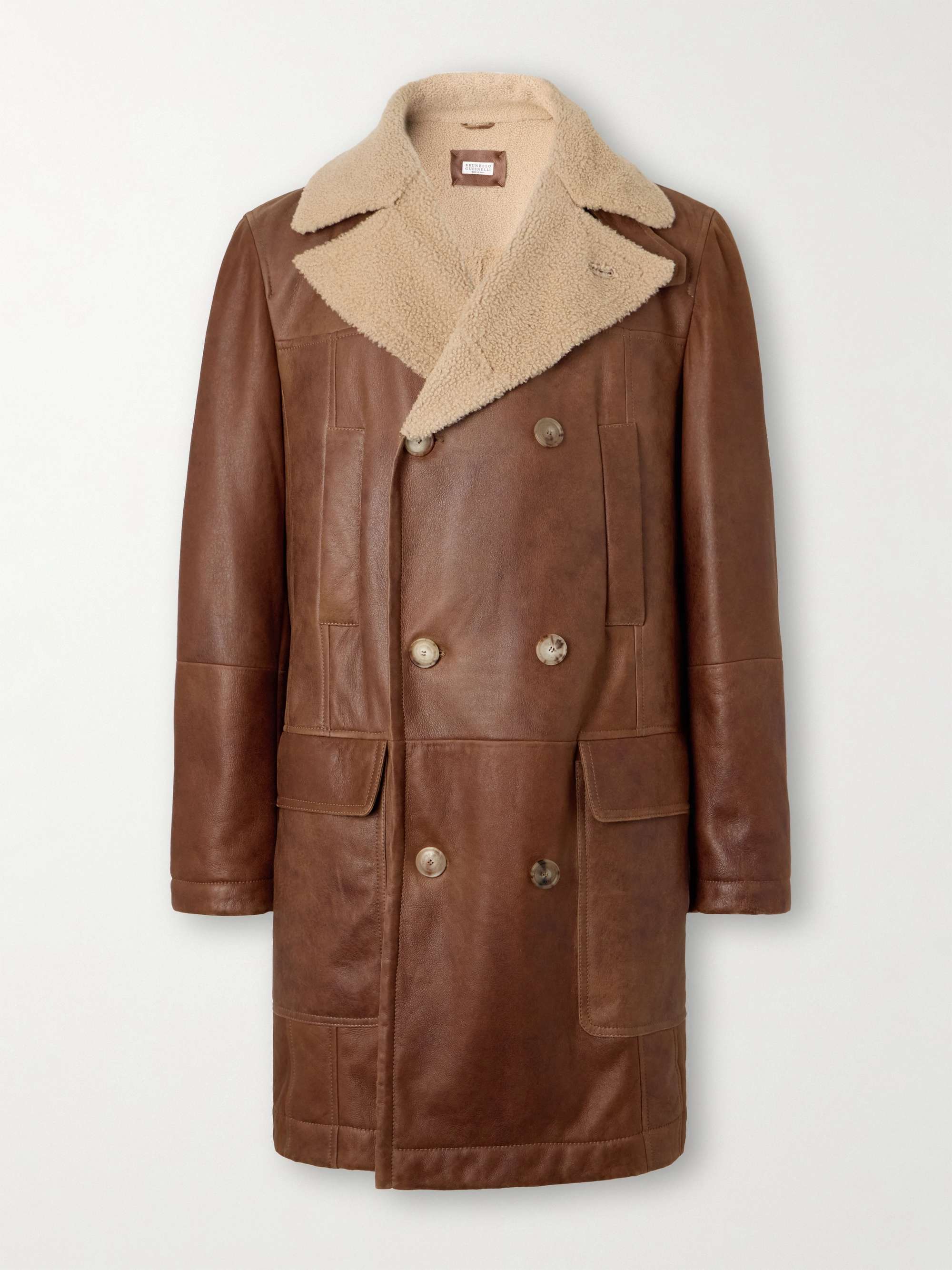 Double-Breasted Shearling Peacoat view
