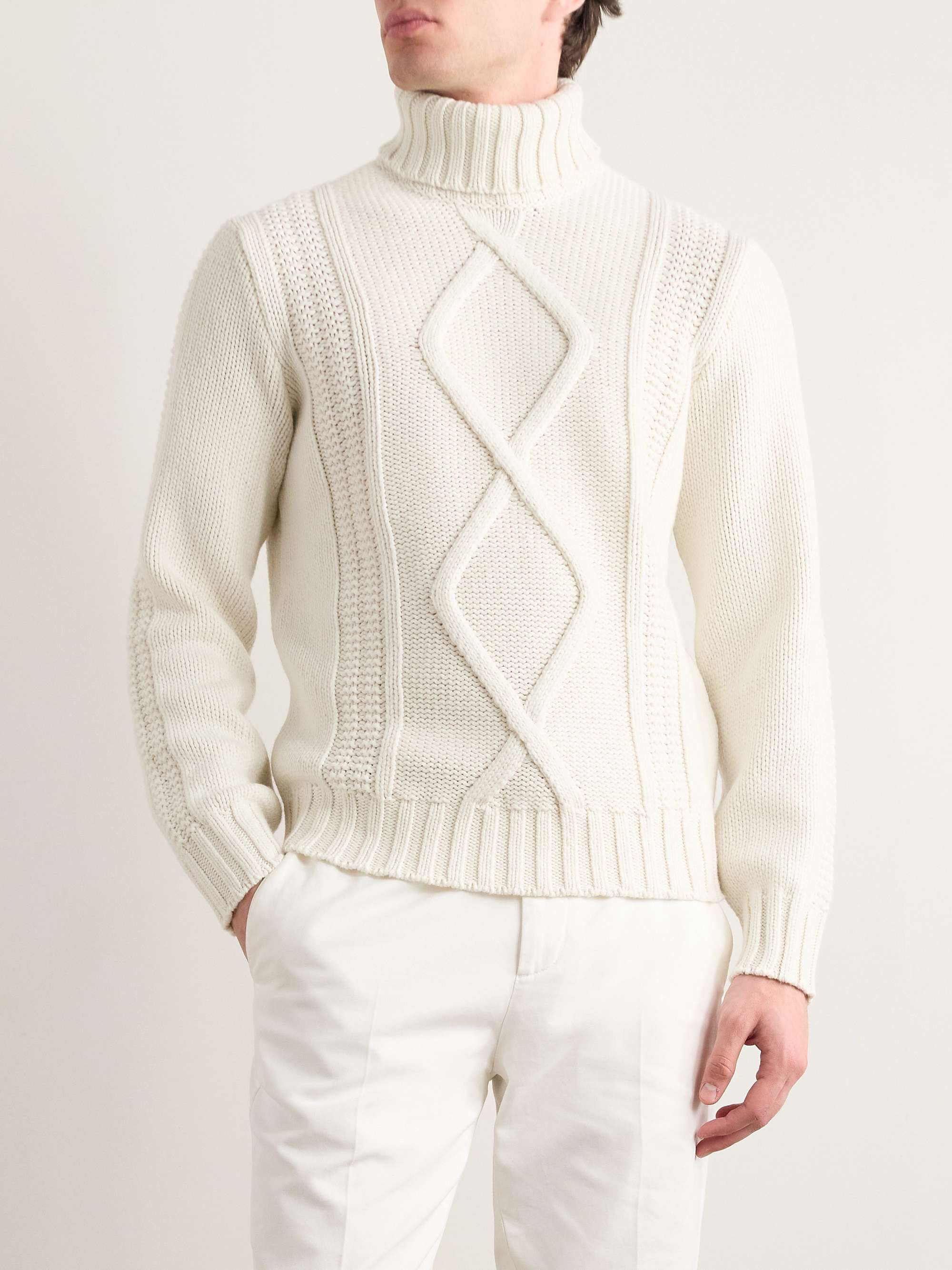 Cable-Knit Cashmere Rollneck Sweater view