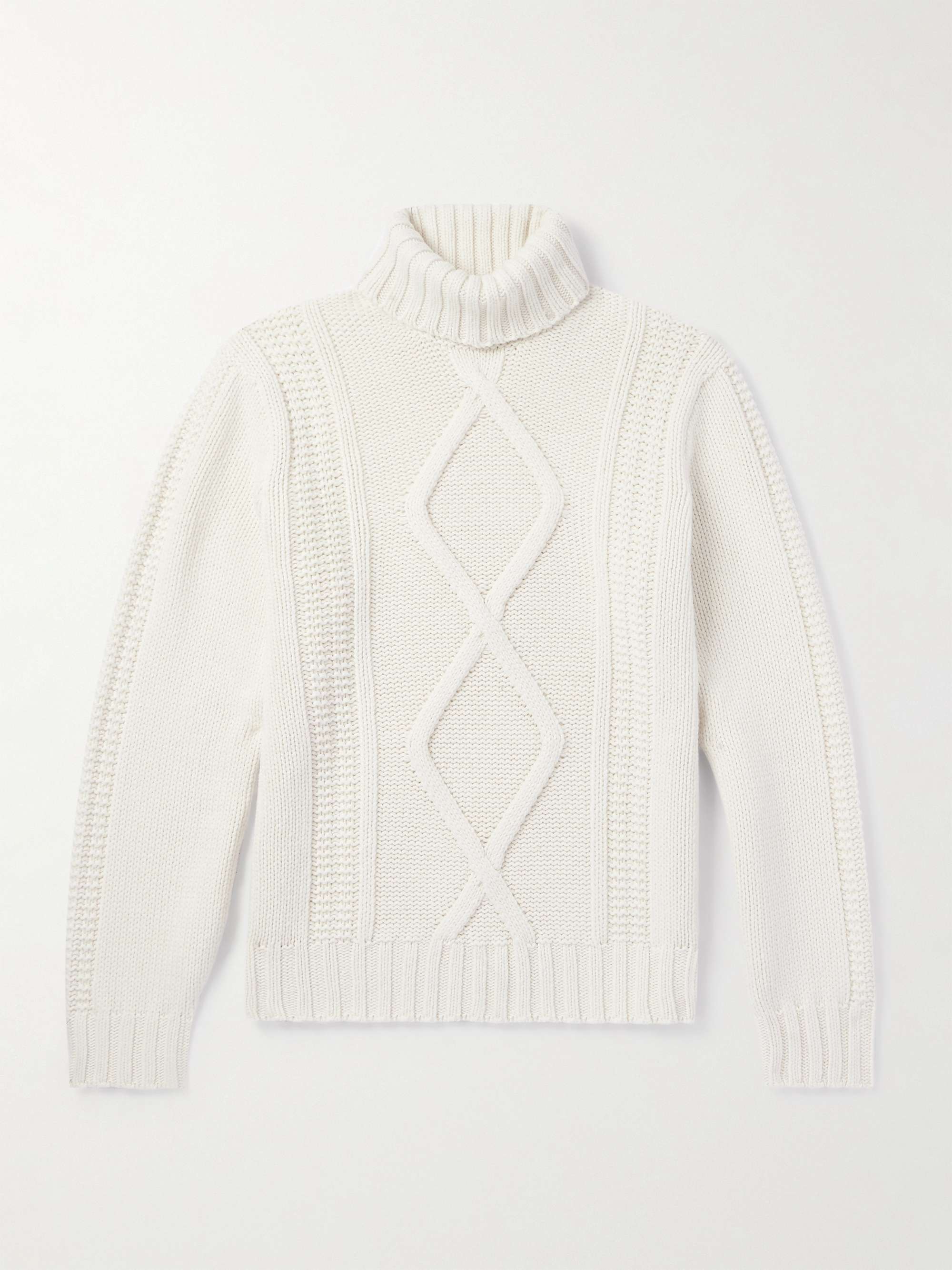 Cable-Knit Cashmere Rollneck Sweater view