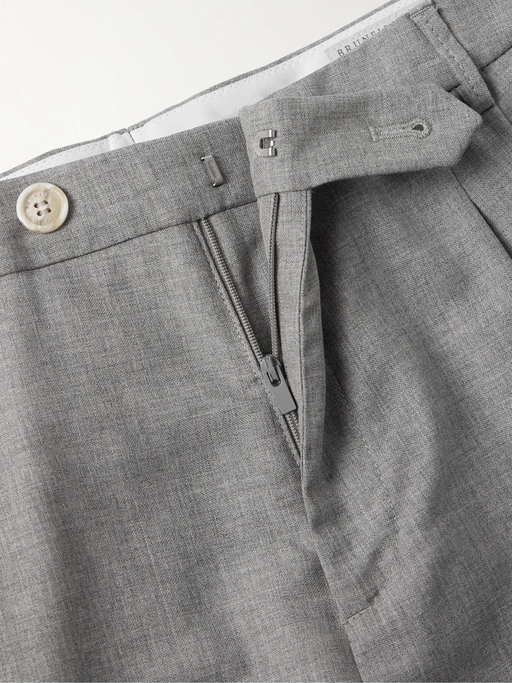 Straight-Leg Pleated Virgin Wool Bermuda Shorts view