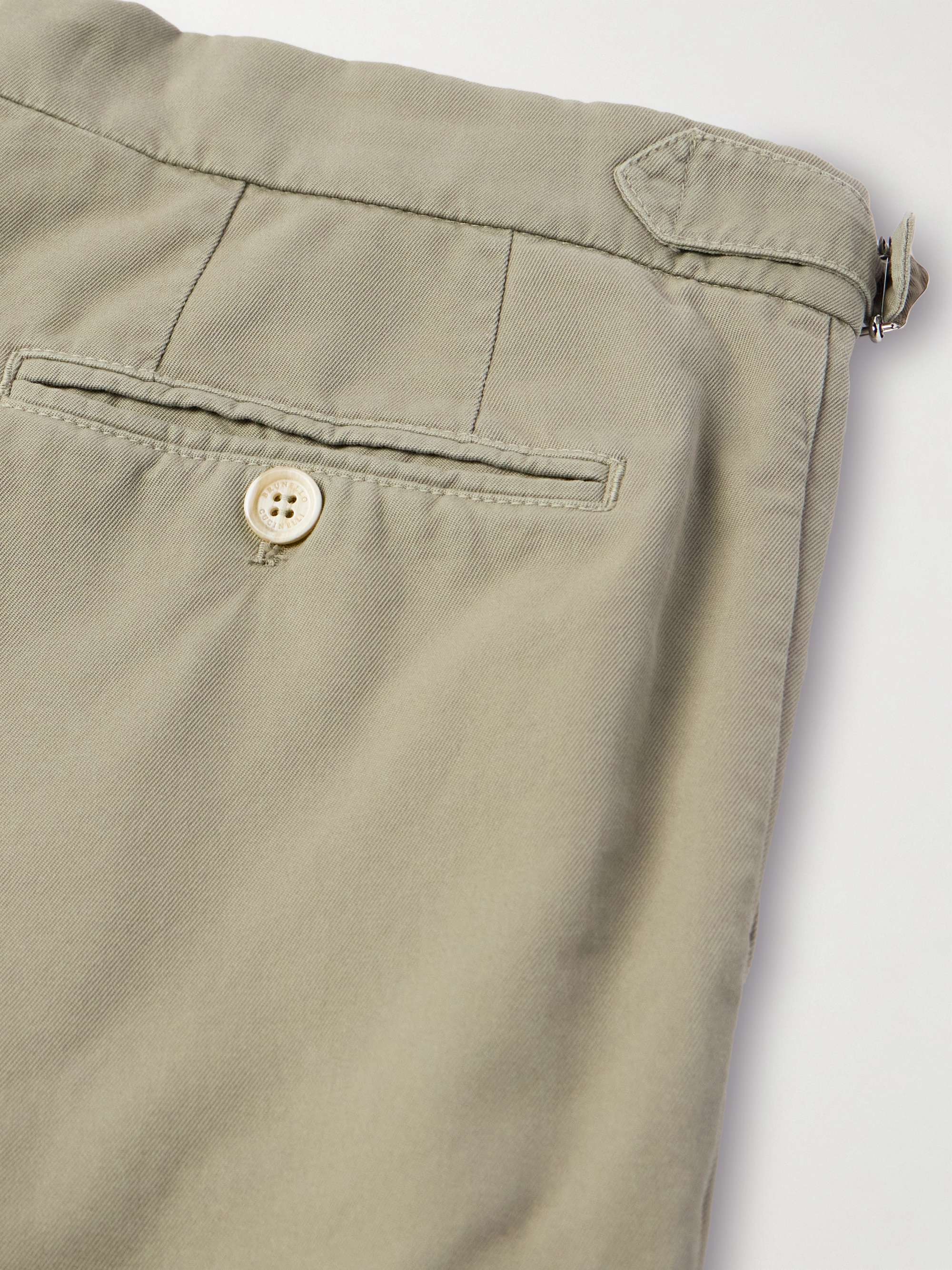 Straight-Leg Pleated Garment-Dyed Cotton-Twill Shorts view