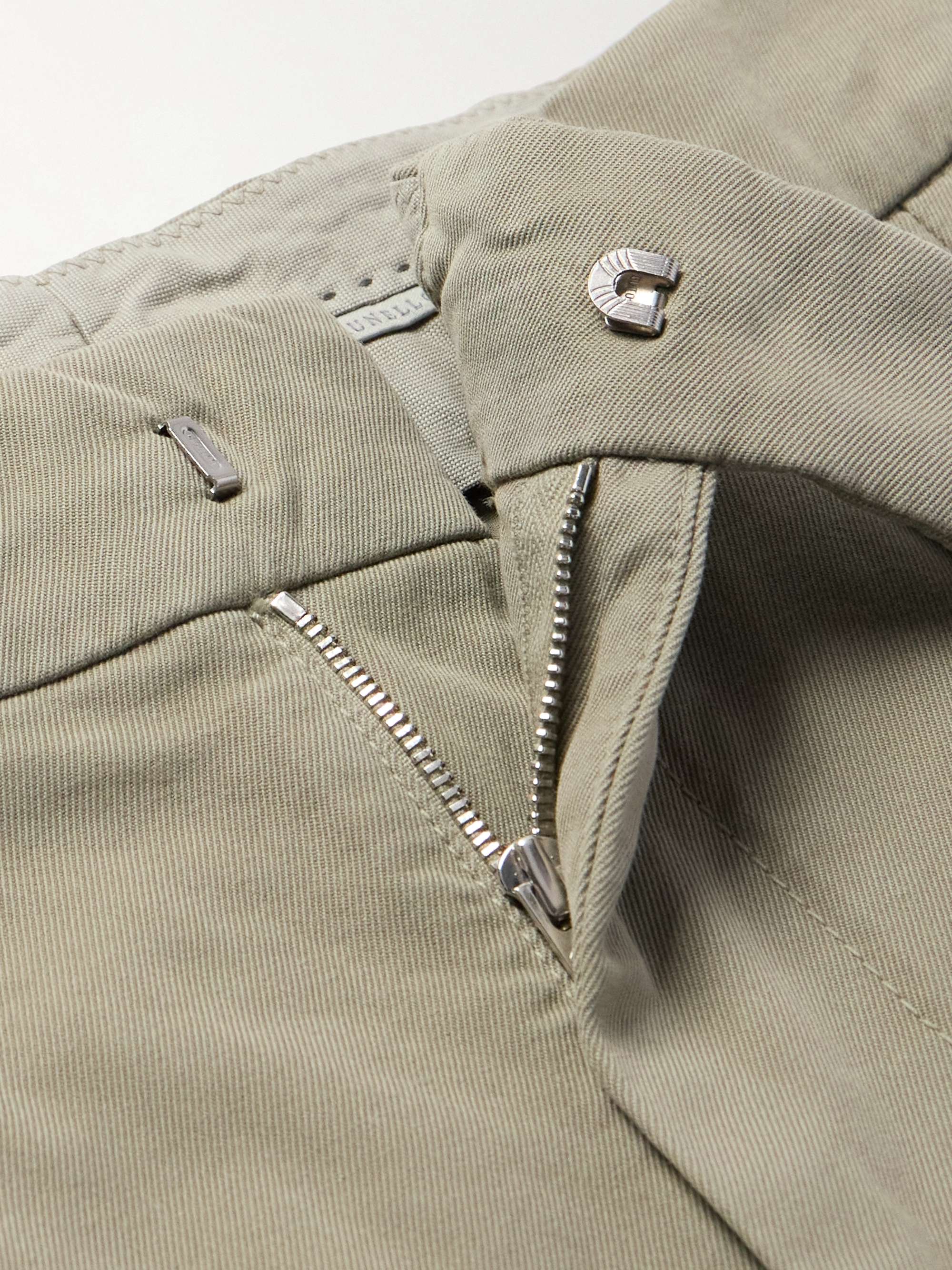 Straight-Leg Pleated Garment-Dyed Cotton-Twill Shorts view