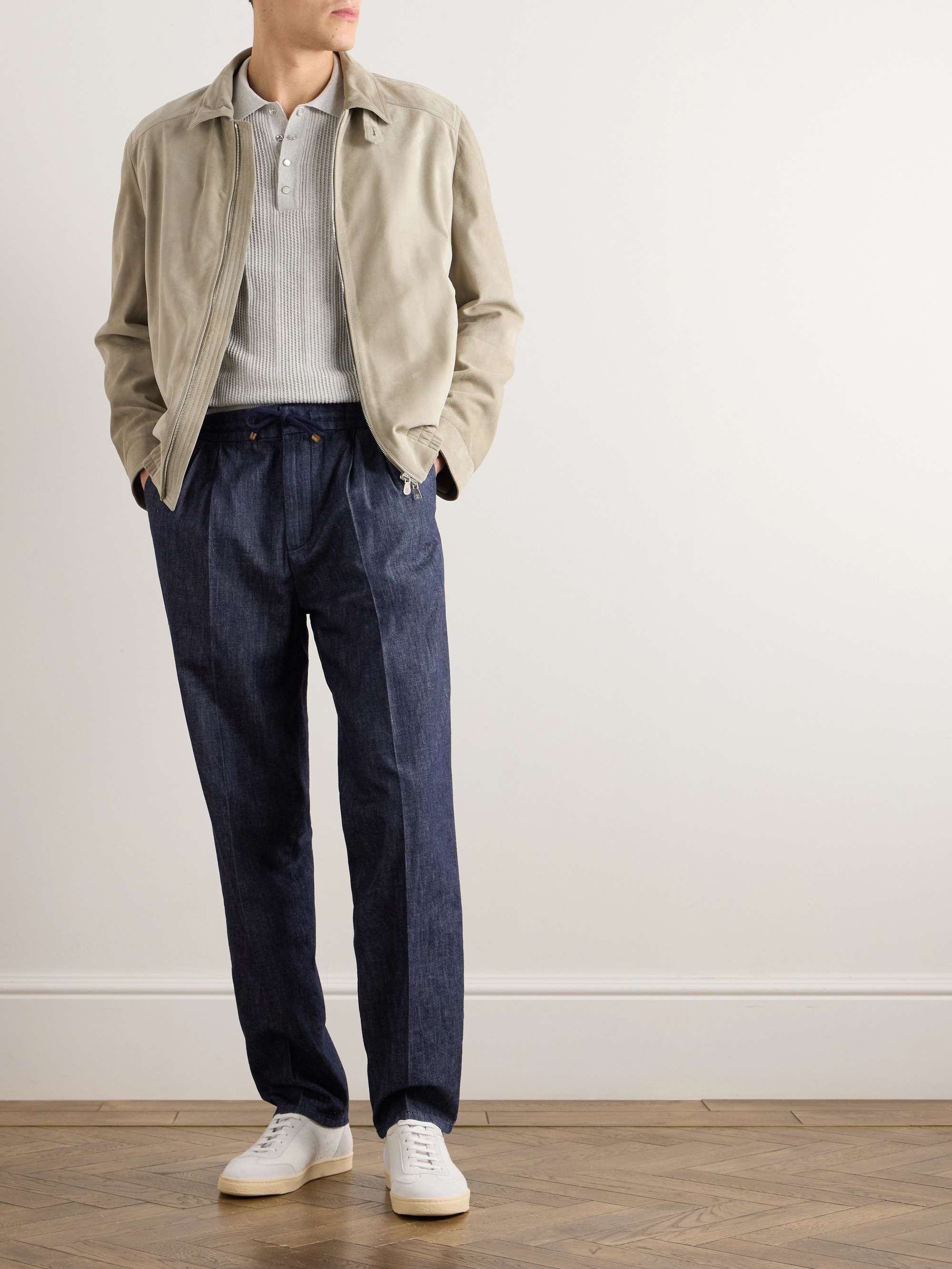 Pleated Denim Drawstring Trousers view